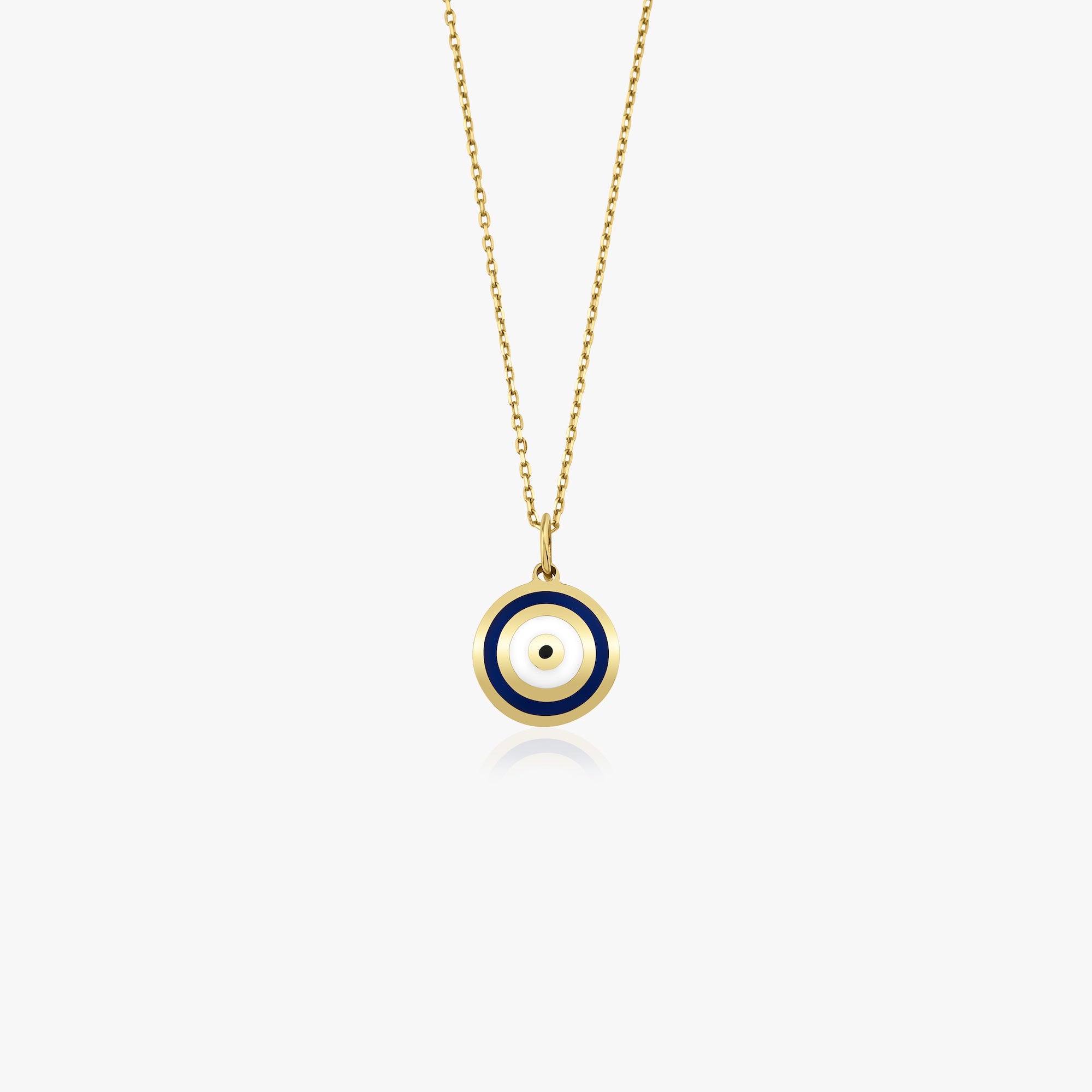 Navy Blue Evil Eye Necklace in 14K Gold