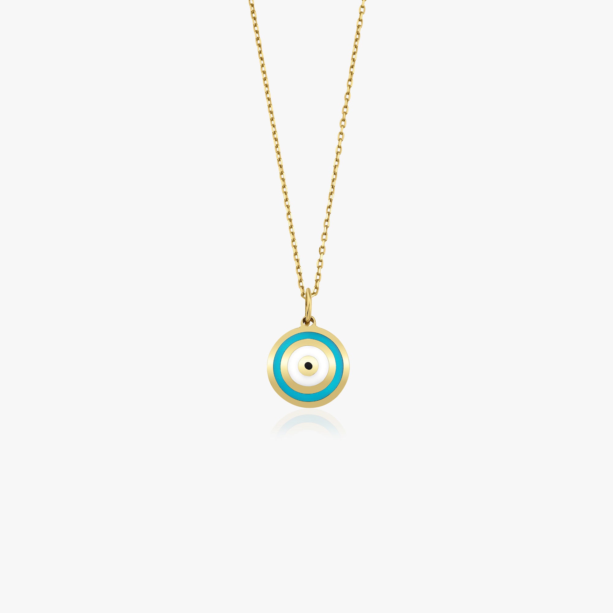 Ocean Blue Evil Eye Necklace in 14K Gold