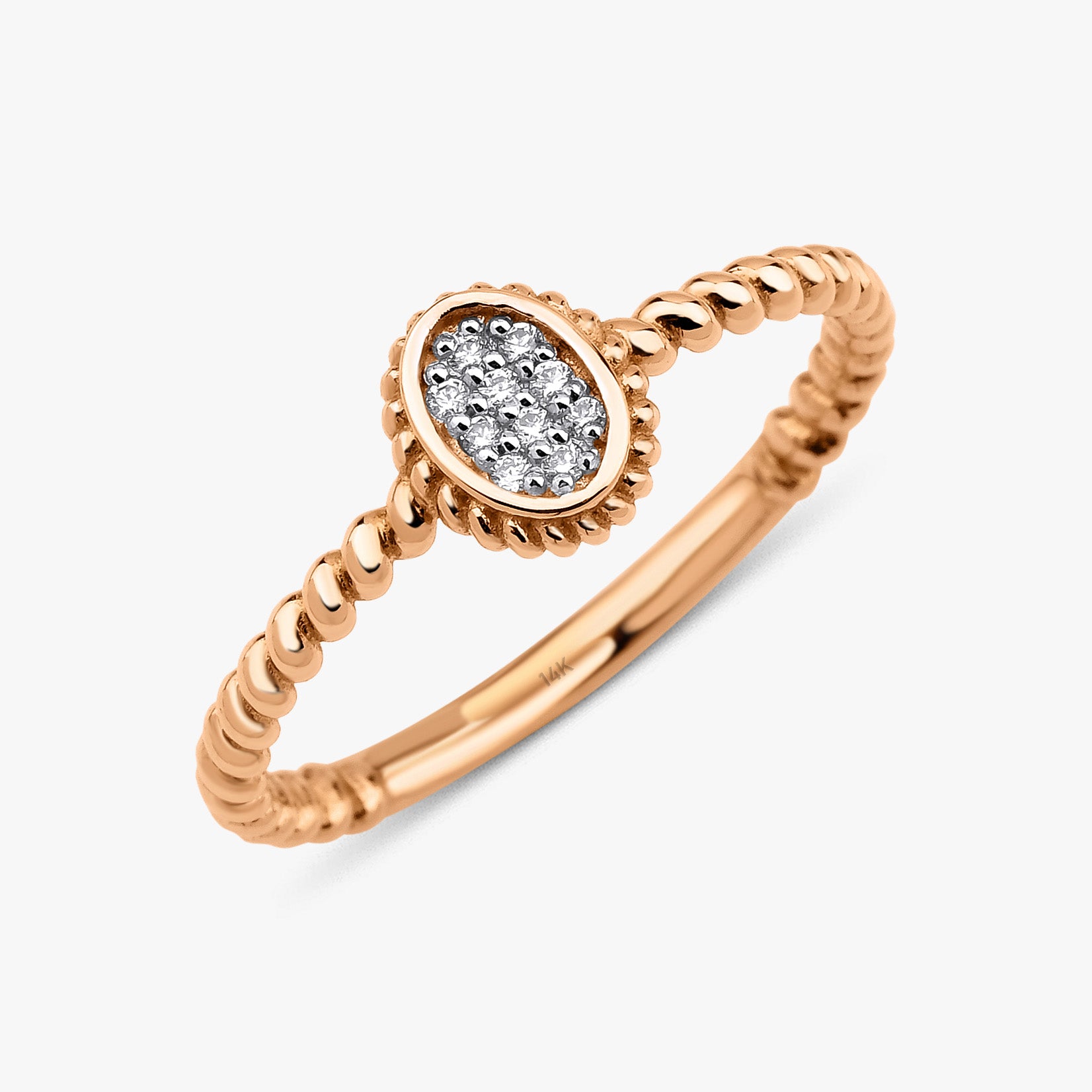 Diamond Mini Oval Ring in 14K Gold