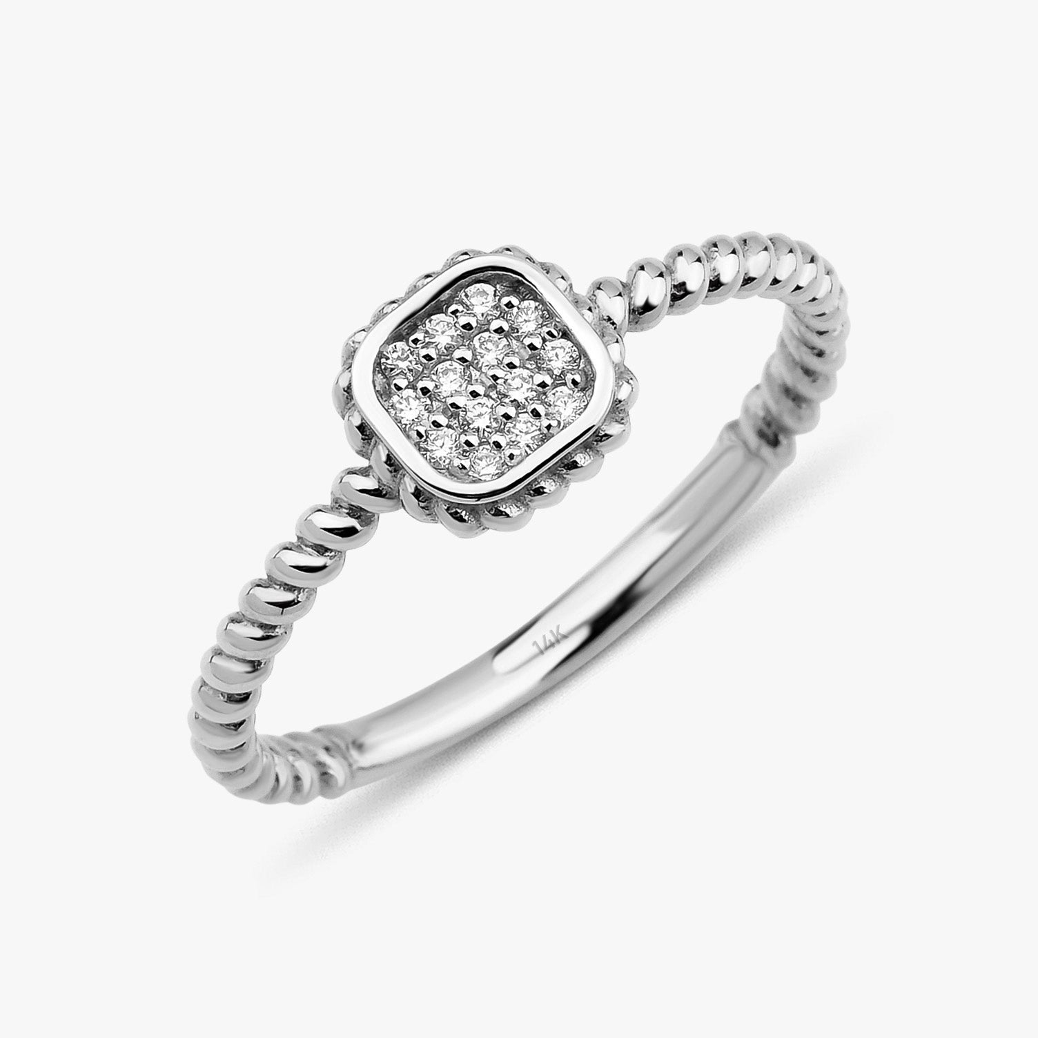 Diamond Mini Square Ring in 14K Gold