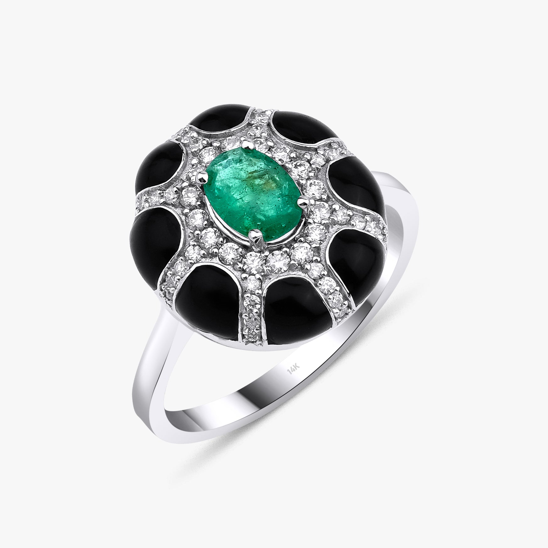 Emerald and Diamond Ring in 14K Gold