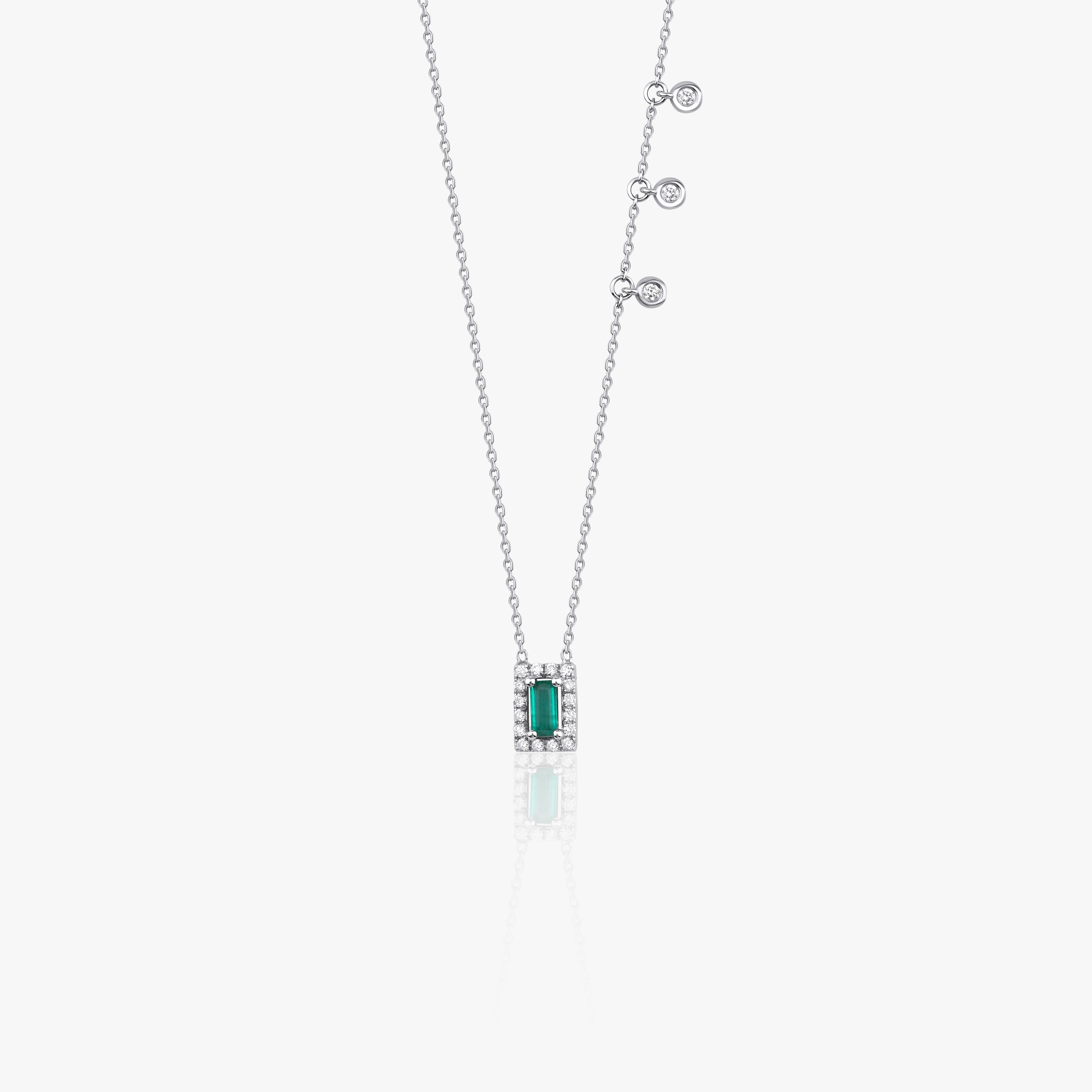 Asymmetric Emerald and Diamond Necklace