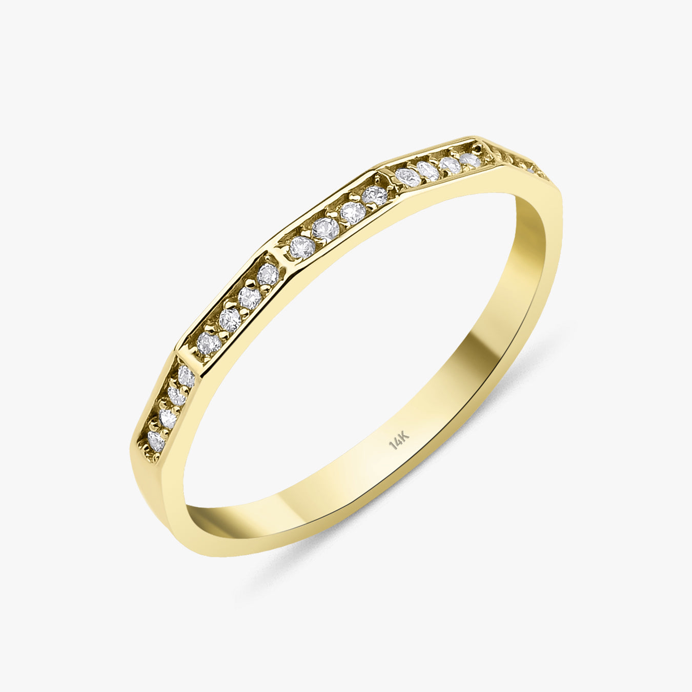 Tiny Geometric Half Eternity Diamond Ring in 14K Gold
