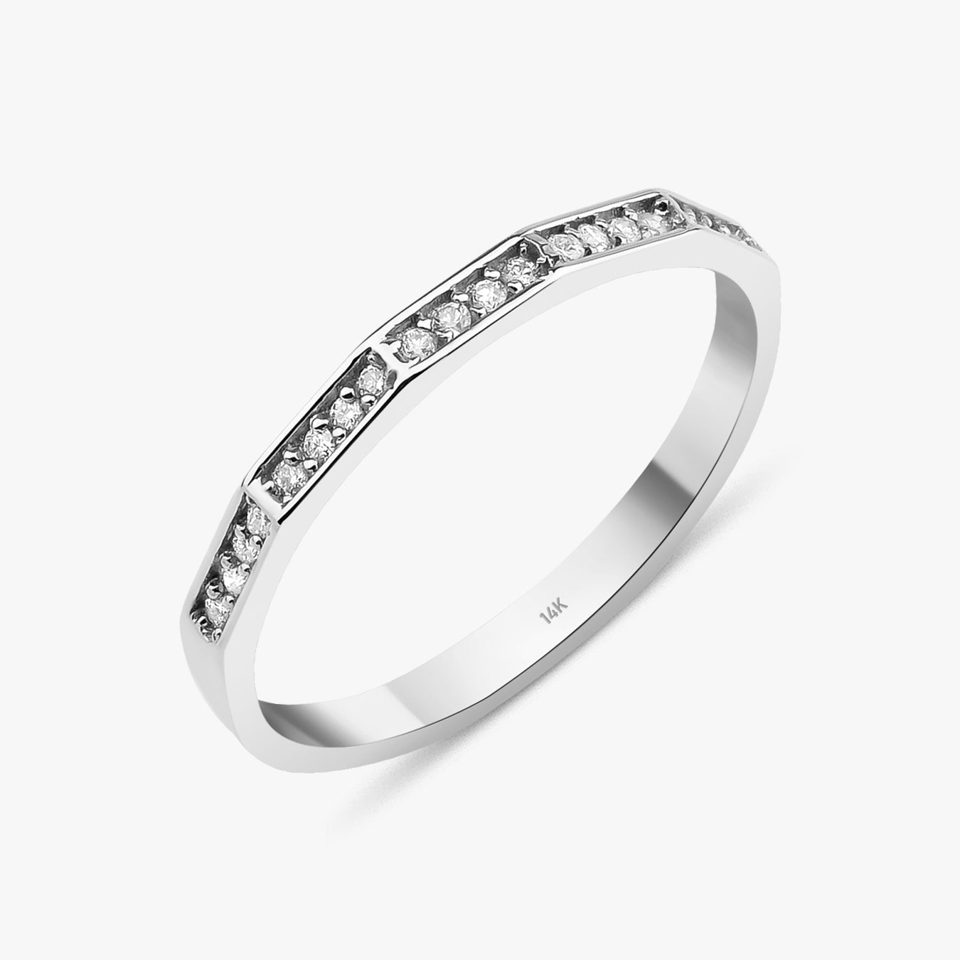 Tiny Geometric Half Eternity Diamond Ring in 14K Gold