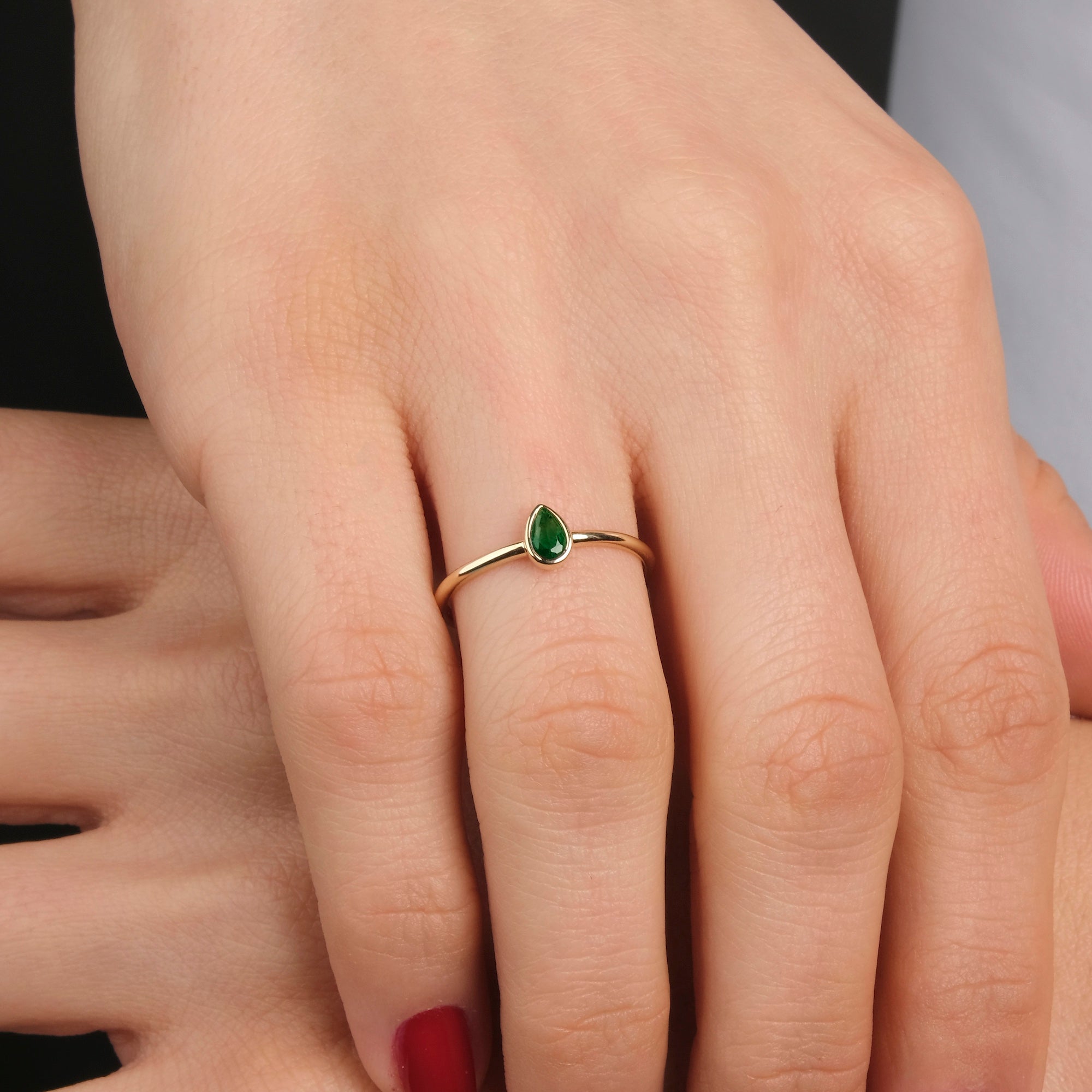 Drop Cut Gemstone Ring in 14K Gold
