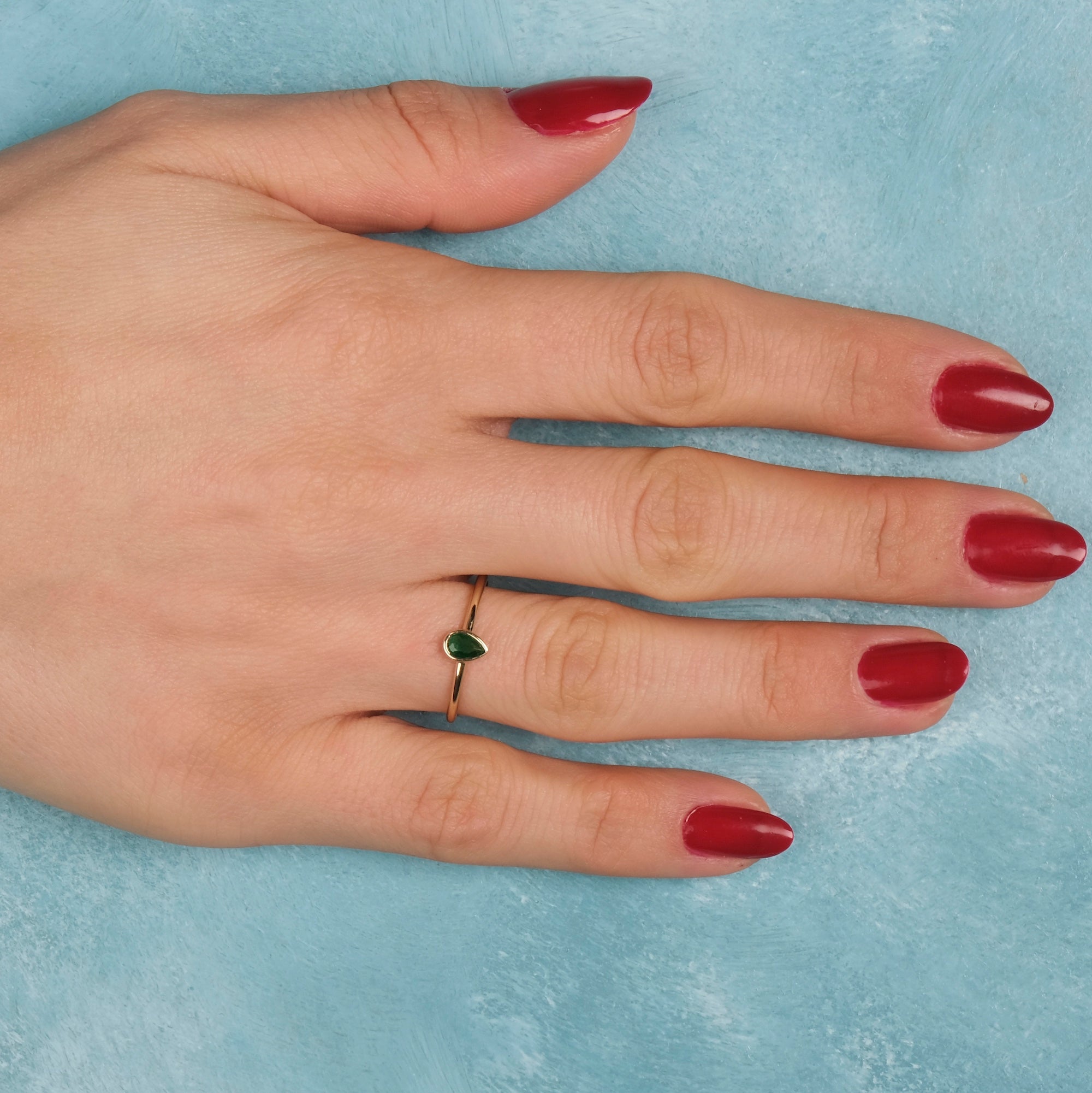 Drop Cut Gemstone Ring in 14K Gold