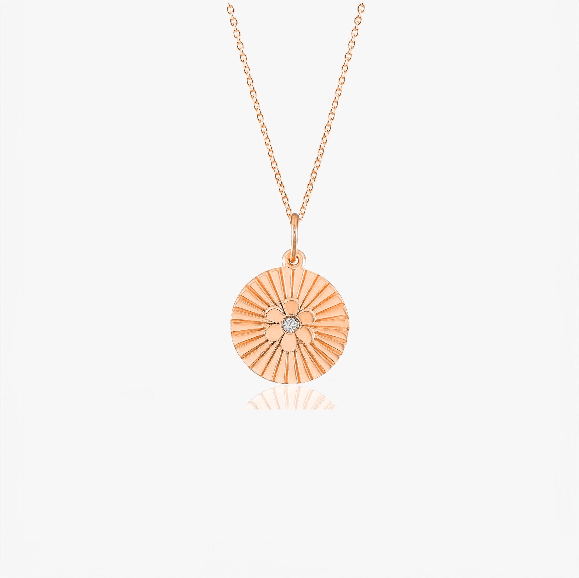 Diamond Daisy Coin Necklace in 14K Gold
