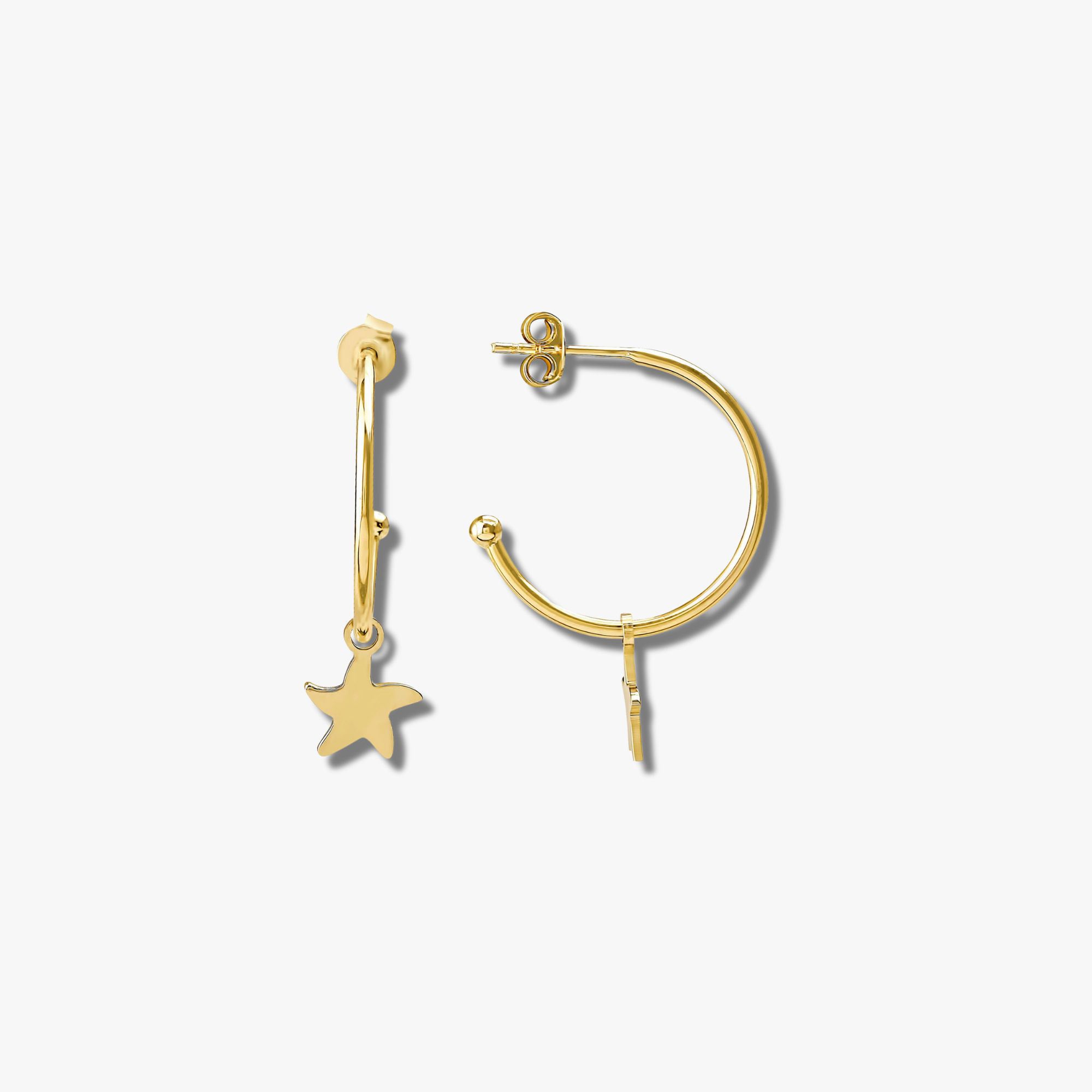Dancing Star Charm Earring in 14K Gold