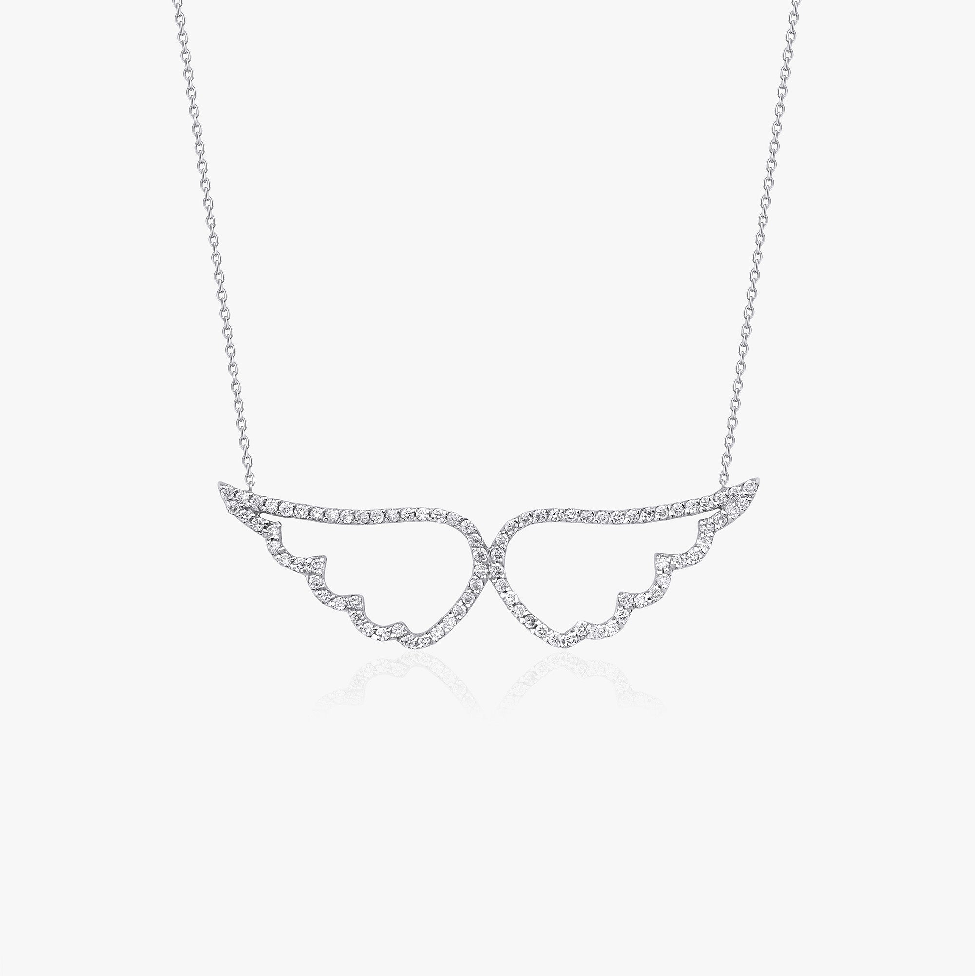 Diamond Angel Wing Necklace in 18K Gold