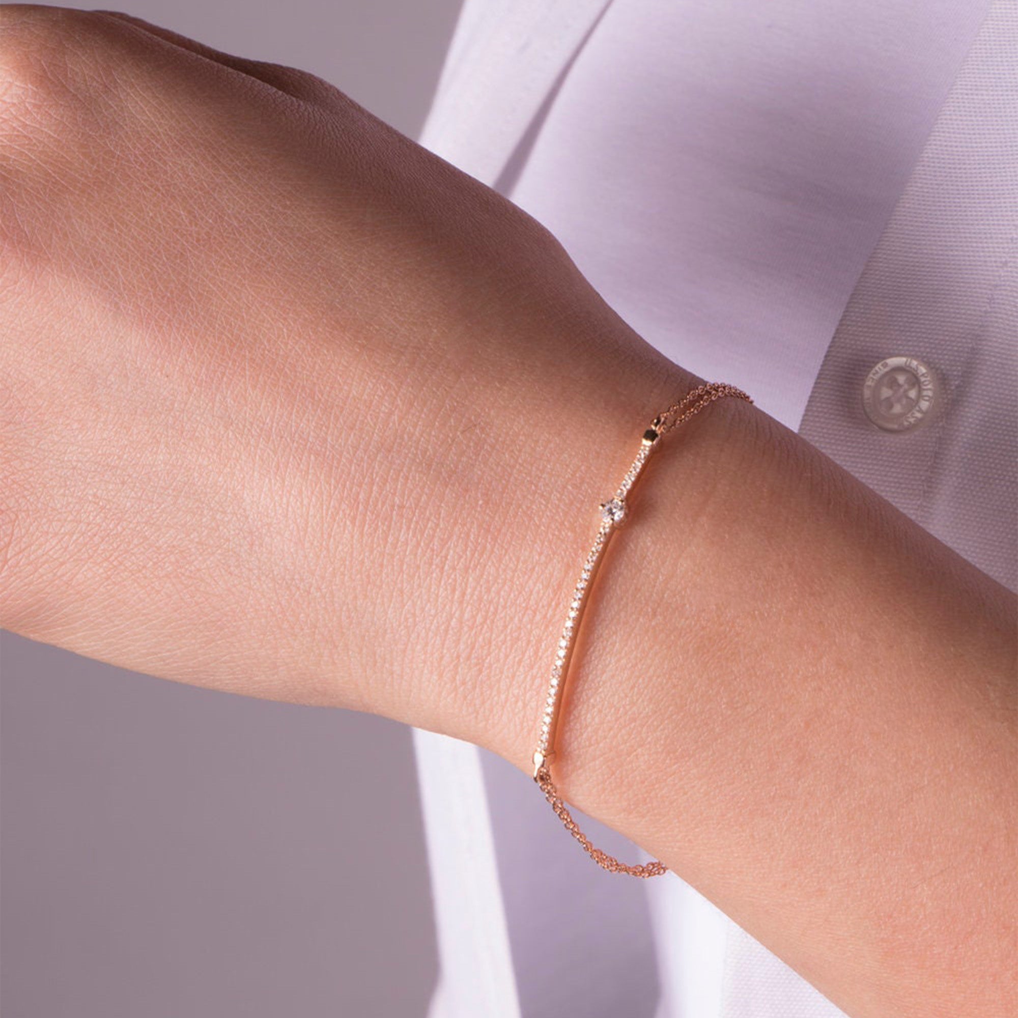 Diamond Bar Bracelet in 14K Gold