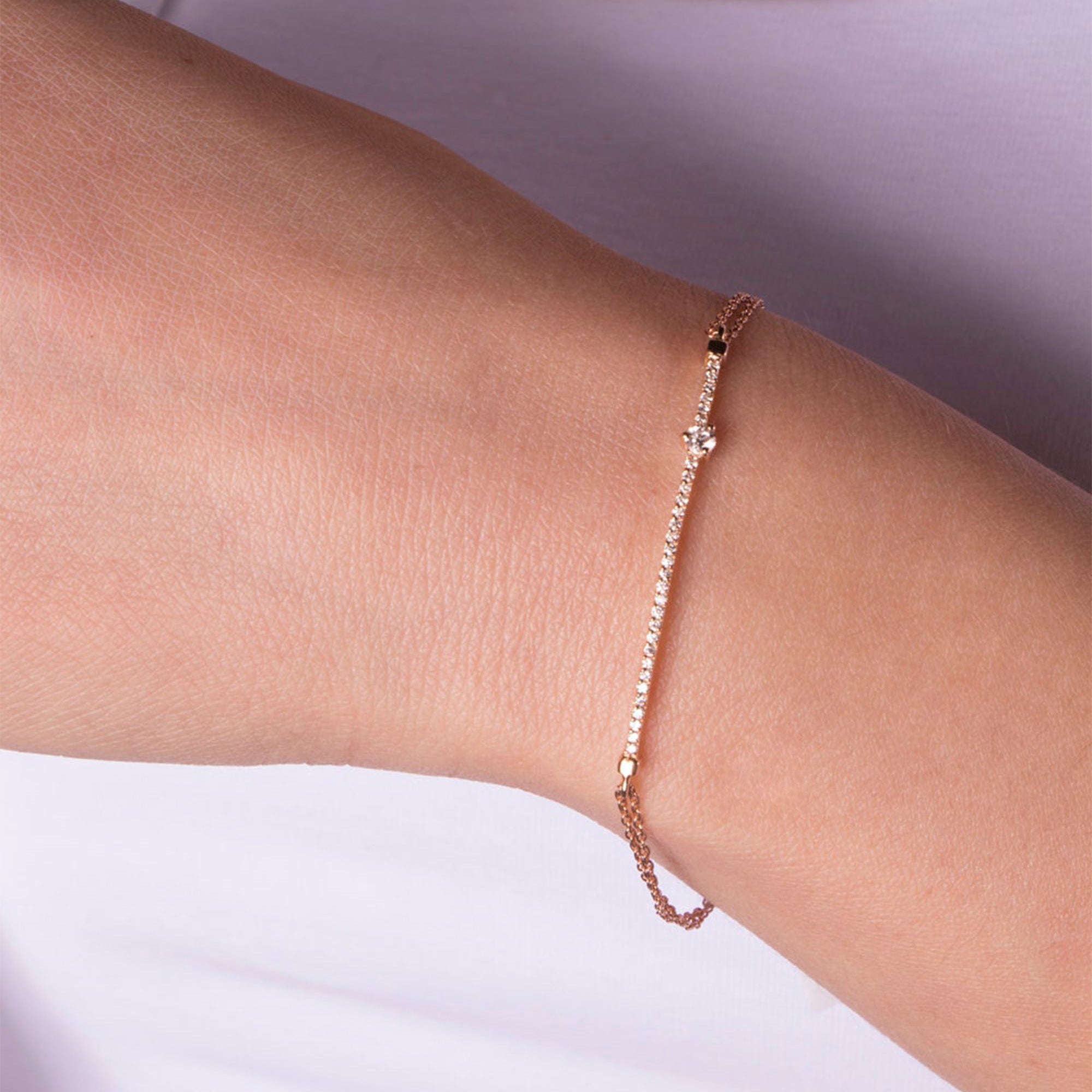 Diamond Bar Bracelet in 14K Gold