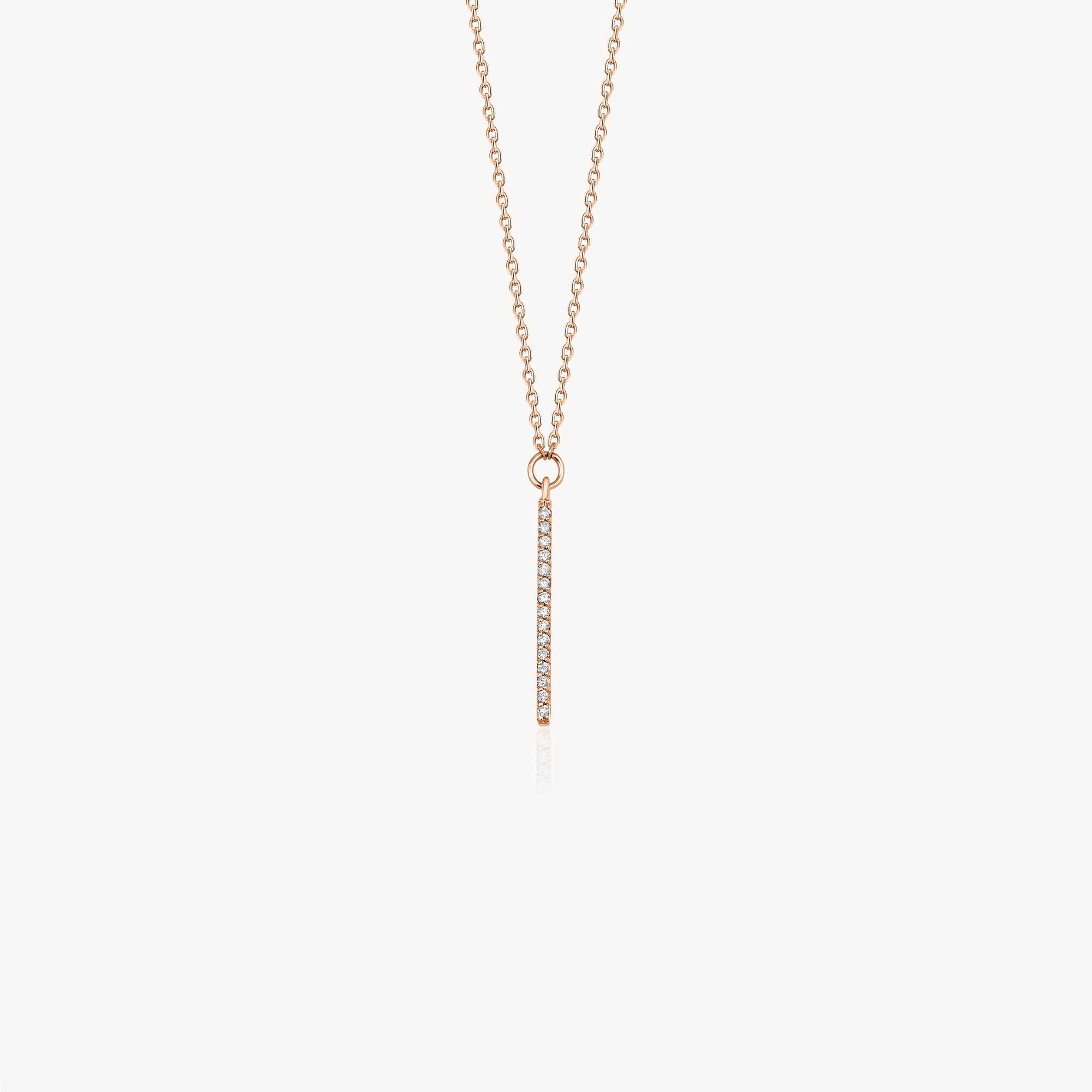 Minimal Vertical Diamond Bar Necklace in 14K Gold