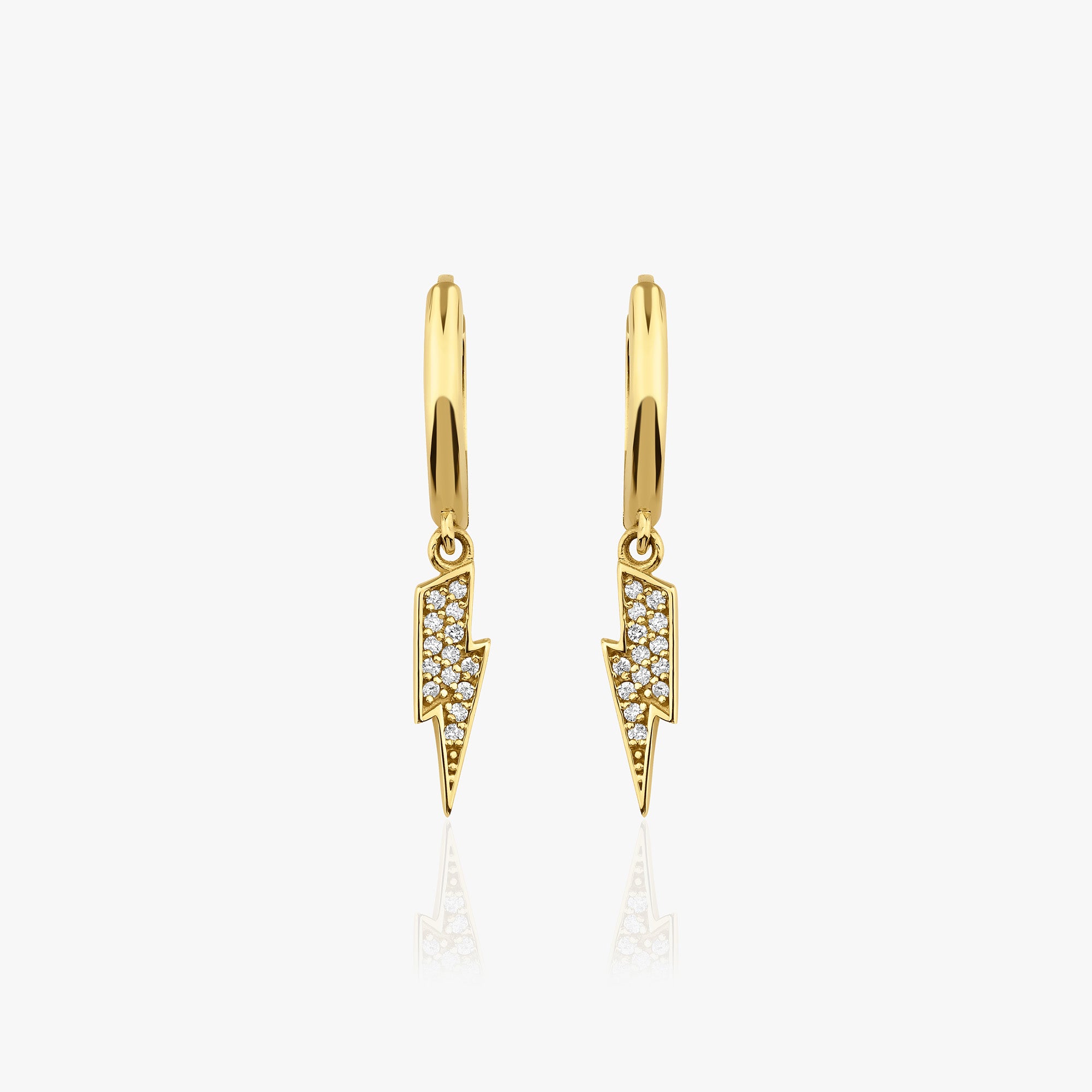Diamond Lightning Hoops in 14K Gold