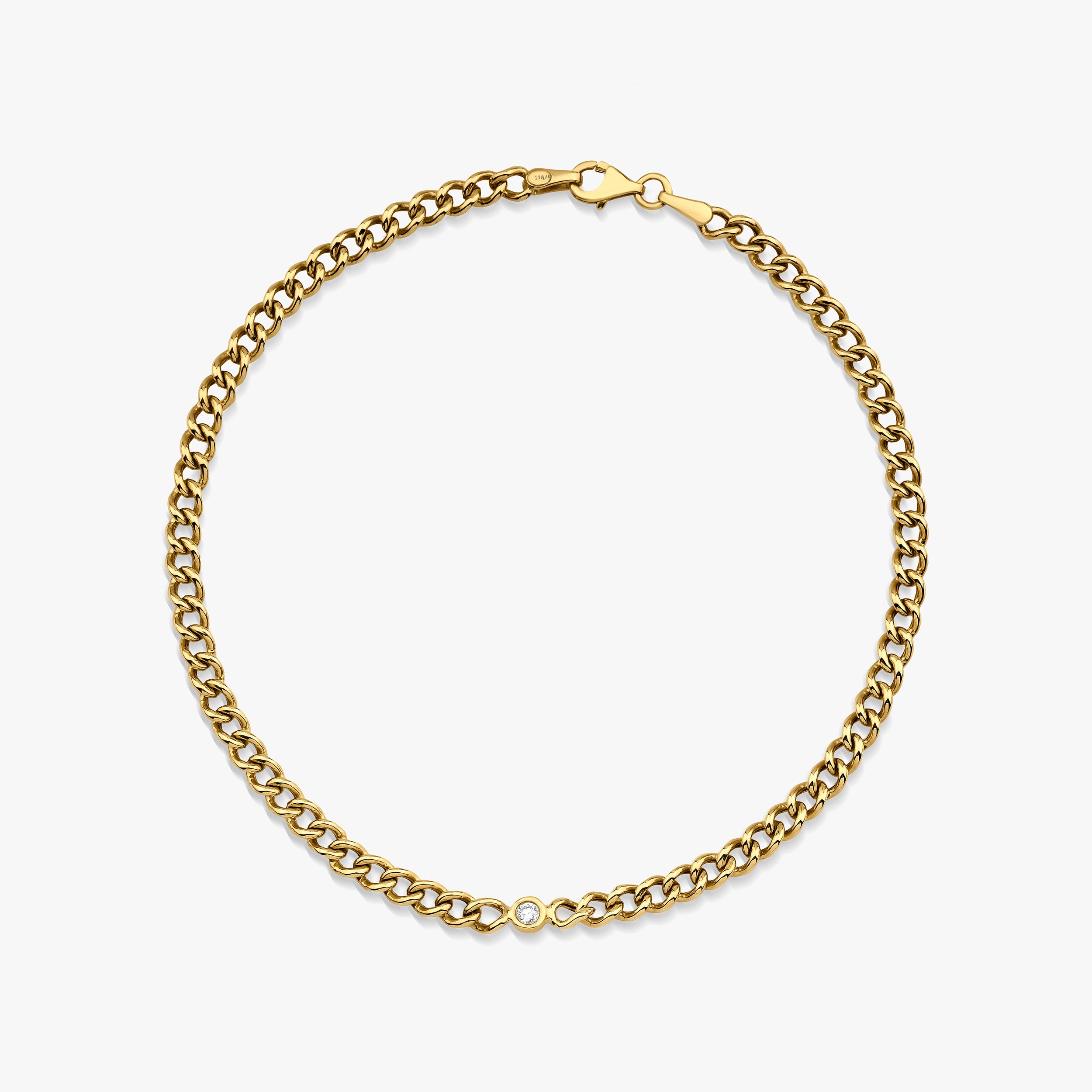 Solitaire Diamond Anklet in 14K Gold