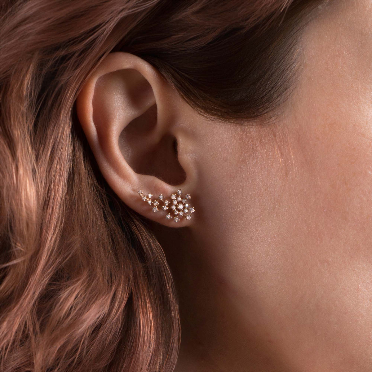 Diamond Comet Studs in 14K Gold