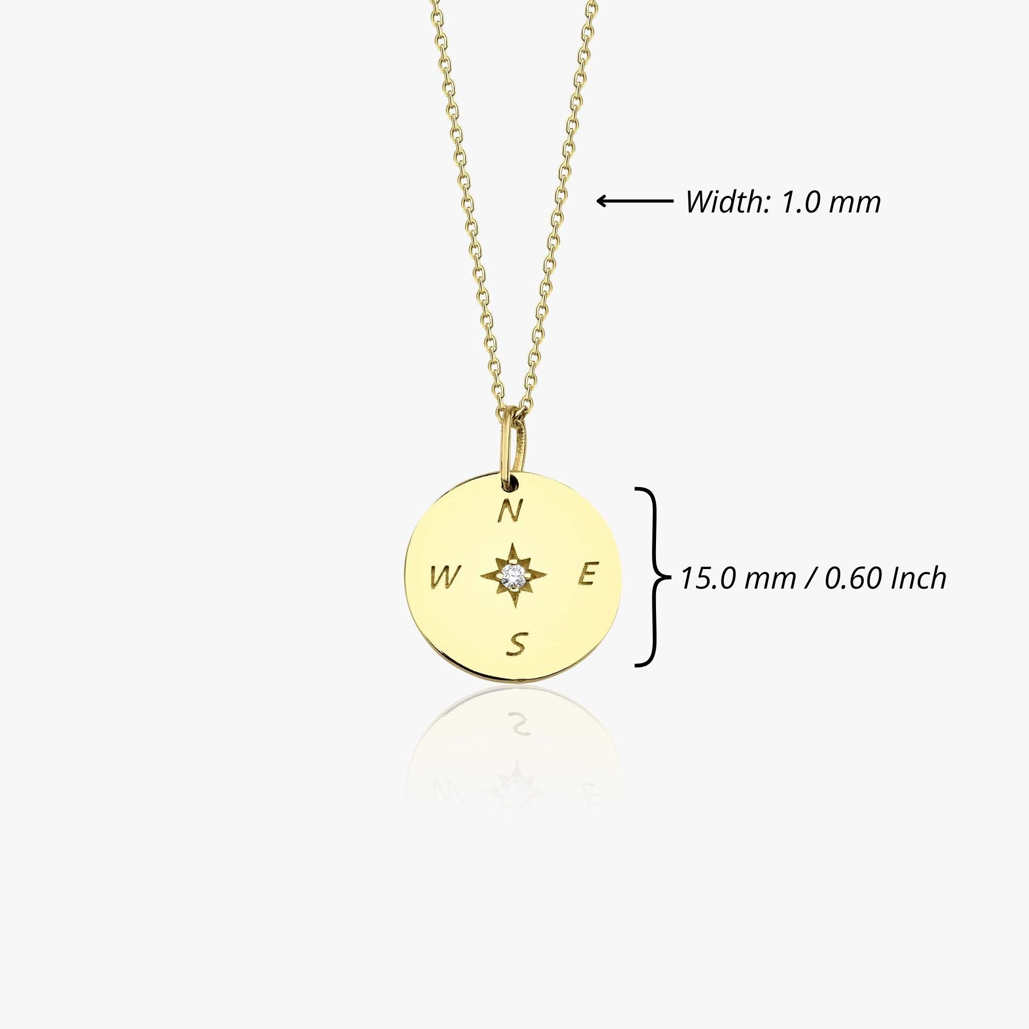 Diamond Compass Necklace in 14K Gold