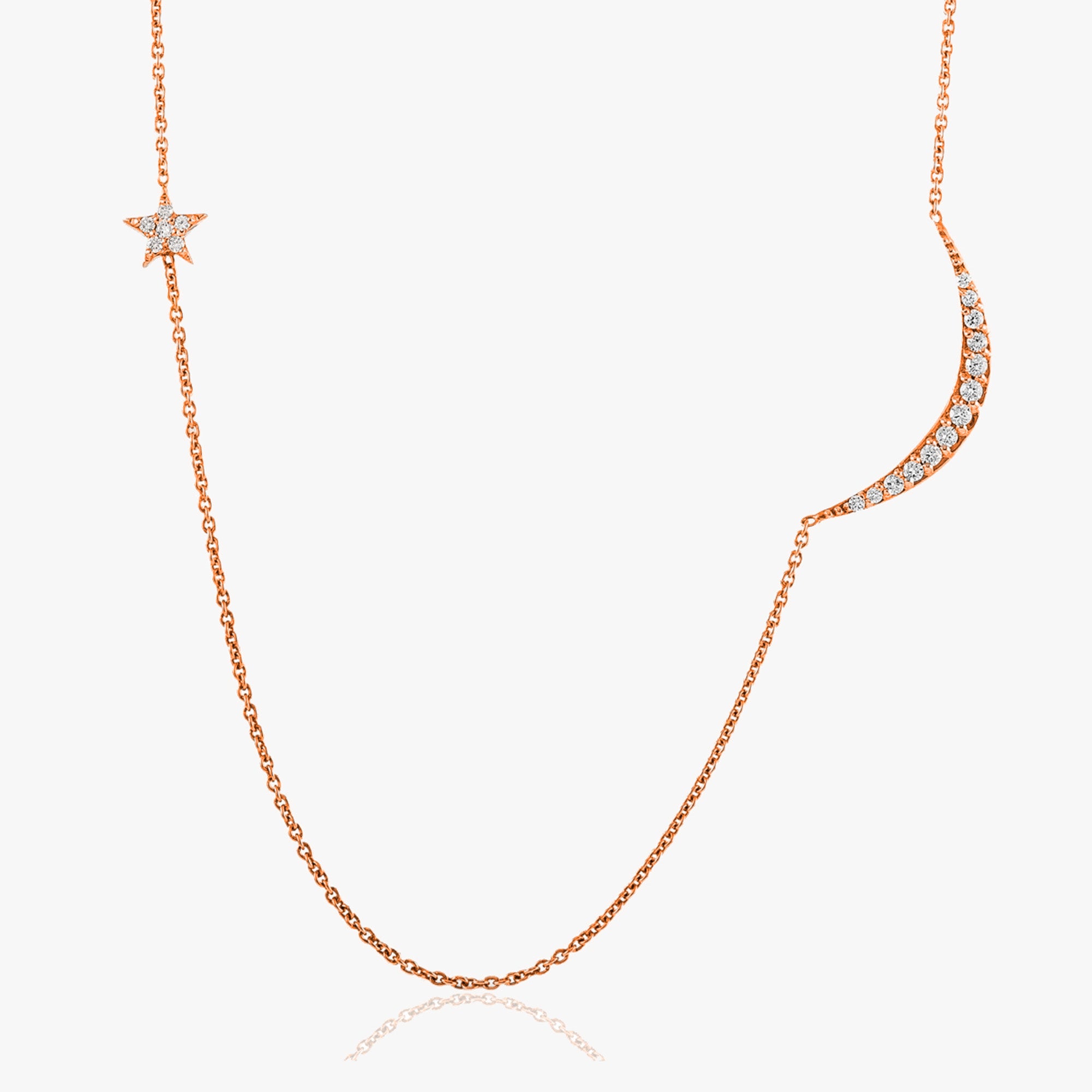 Moon and Star Necklace in 14K Gold