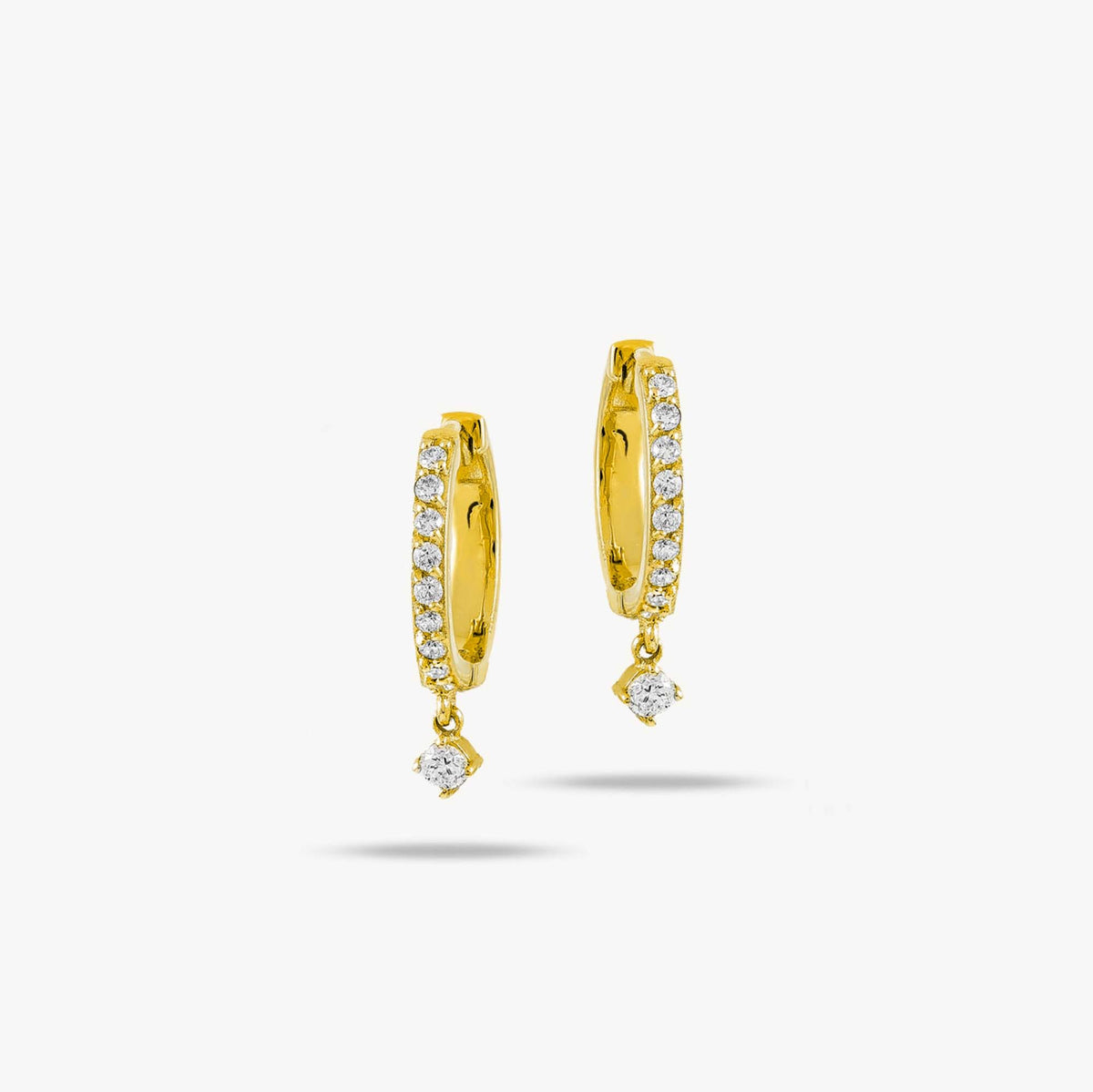 Minimal Diamond Dangle Hoops in 14K Gold