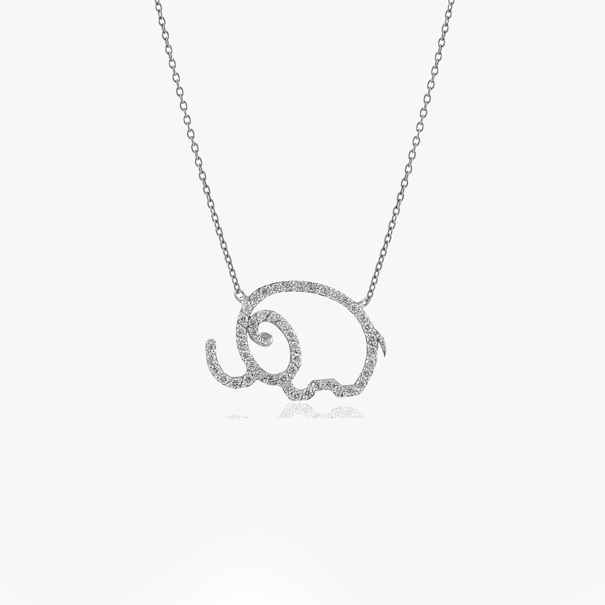 Diamond Elephant Necklace in 18K Gold
