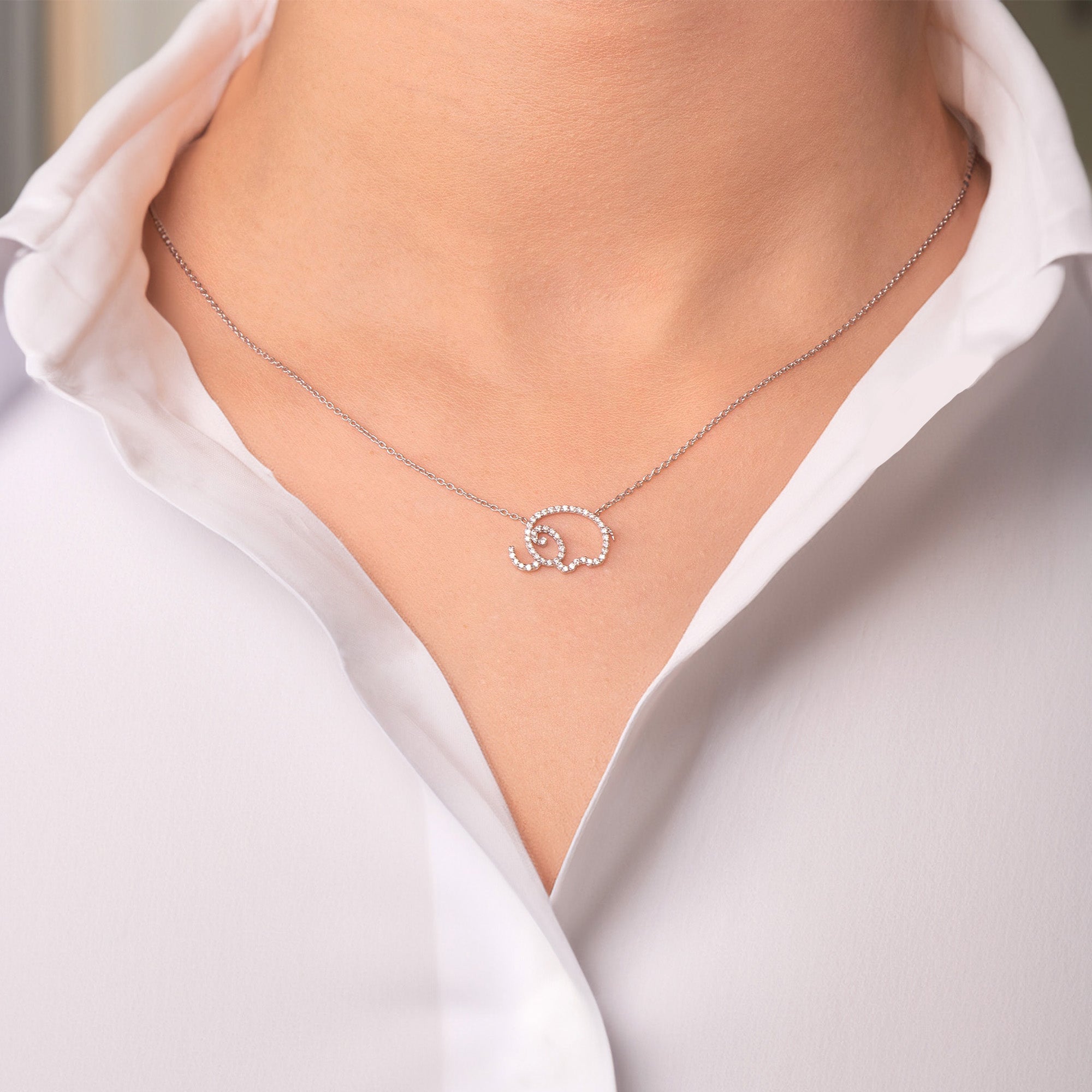 Diamond Elephant Necklace in 18K Gold