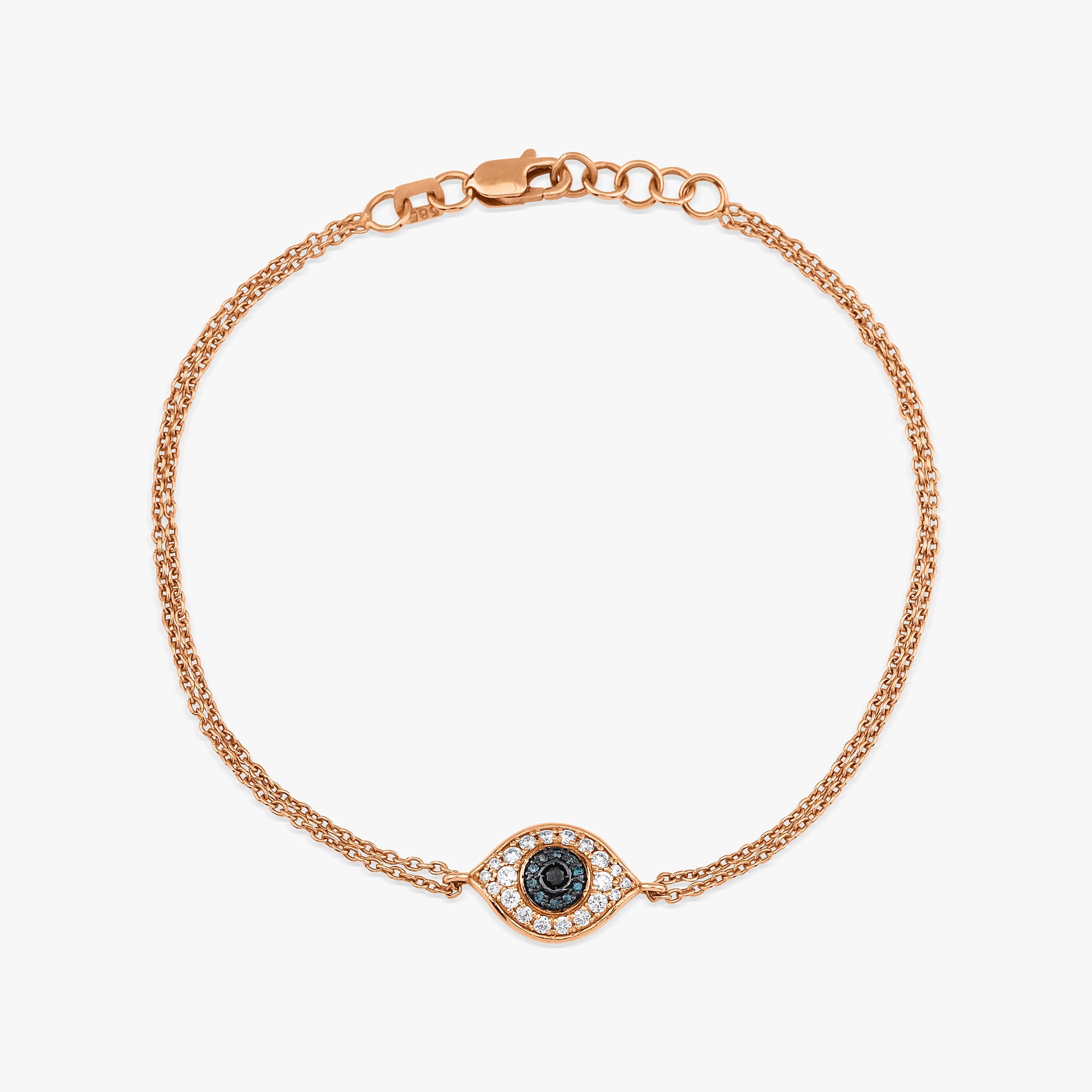Multicolor Diamond Evil Eye Bracelet in 14K Gold
