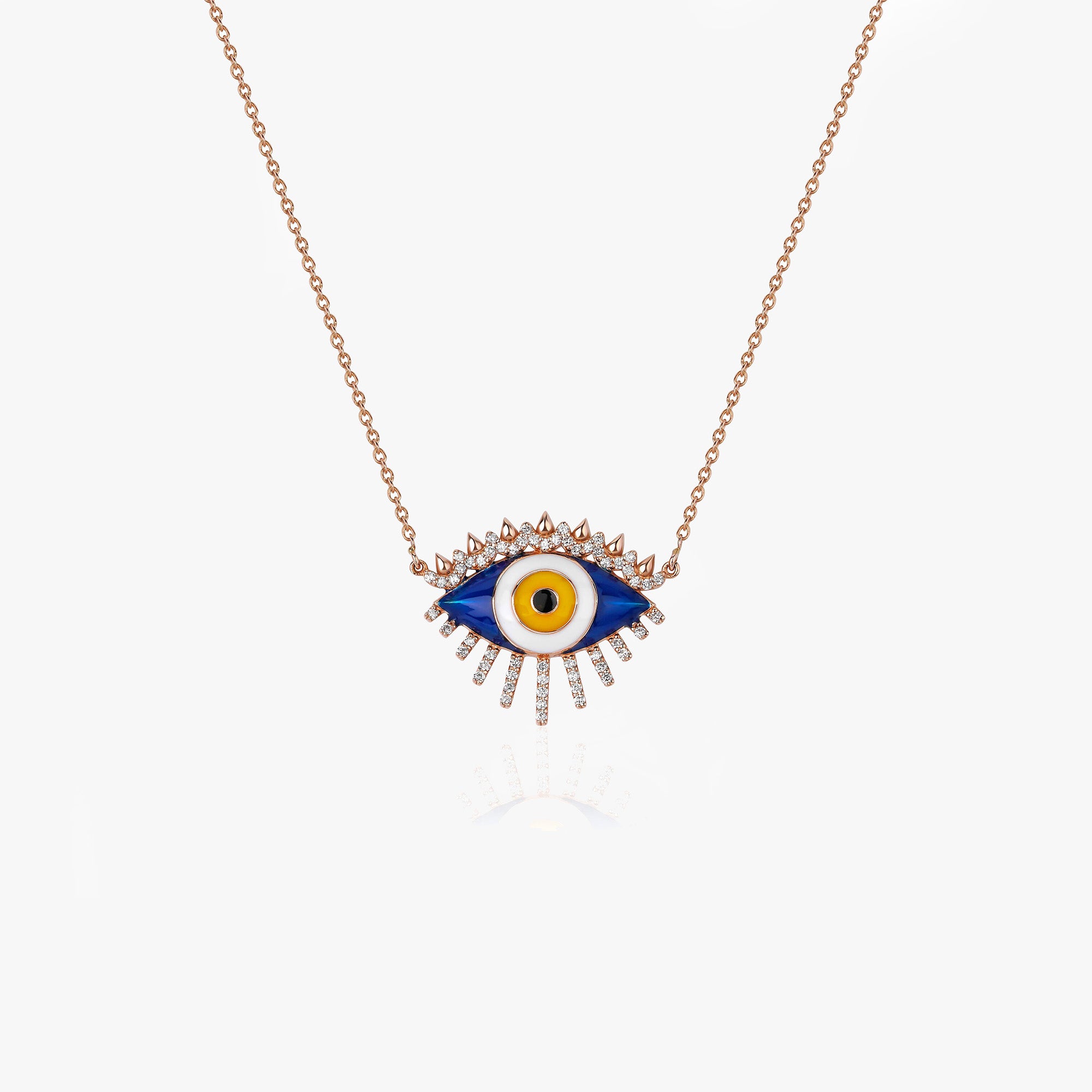 Diamond Eternal Evil Eye Necklace Available in 14K and 18K Gold