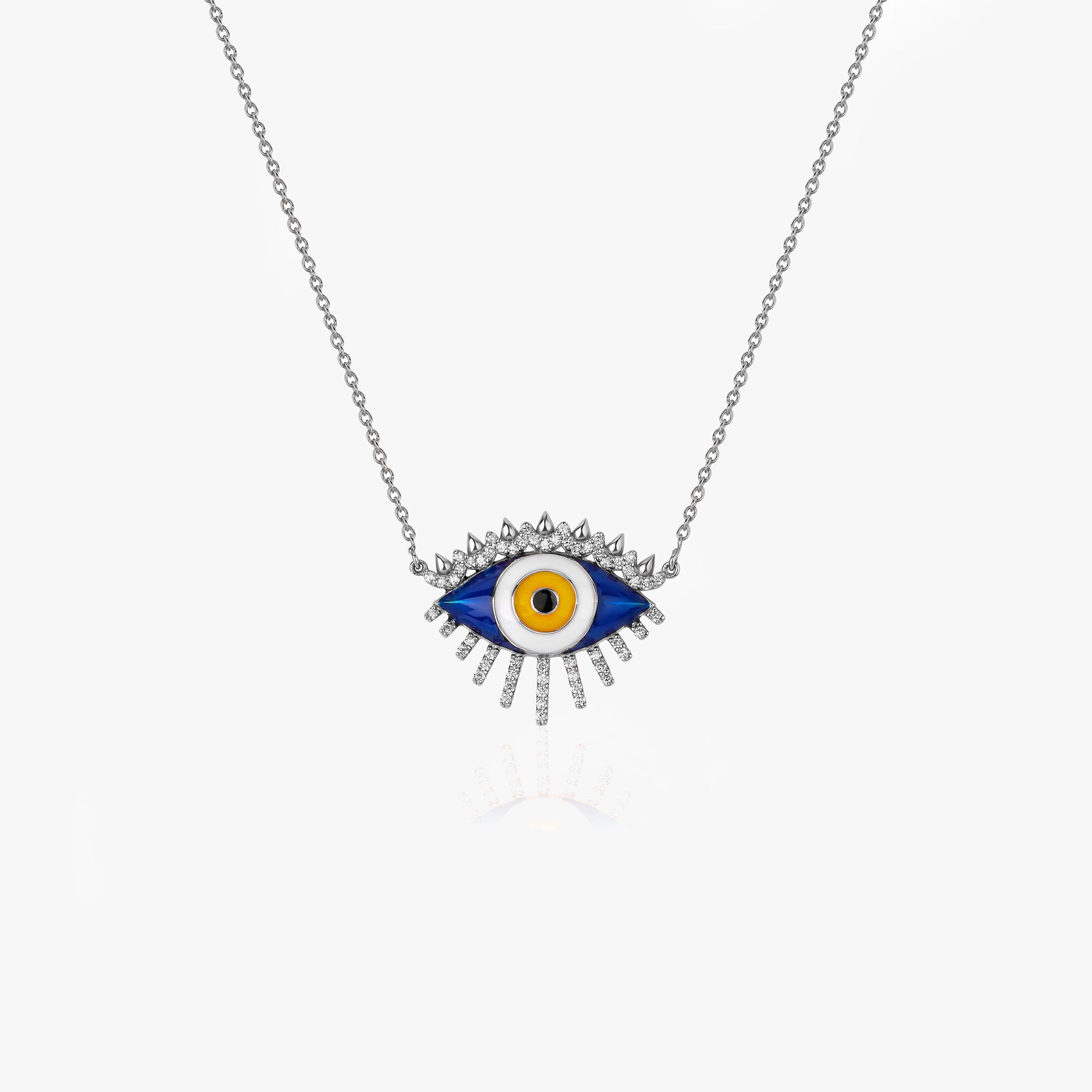Diamond Eternal Evil Eye Necklace Available in 14K and 18K Gold