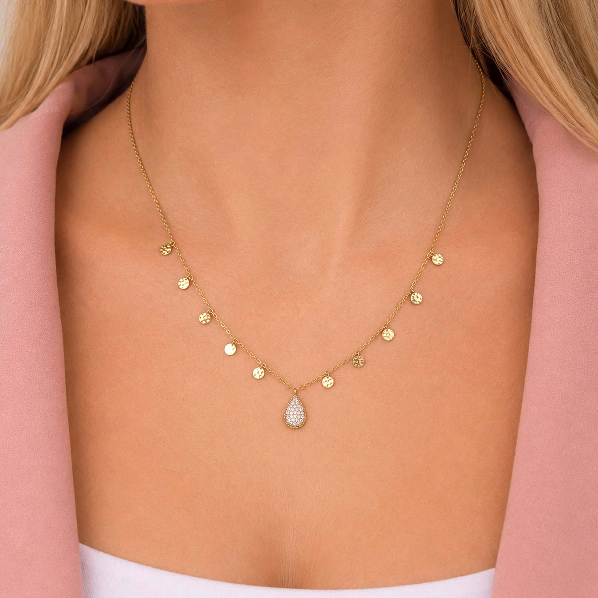 Aurelia Raindrop Necklace in 14K Gold
