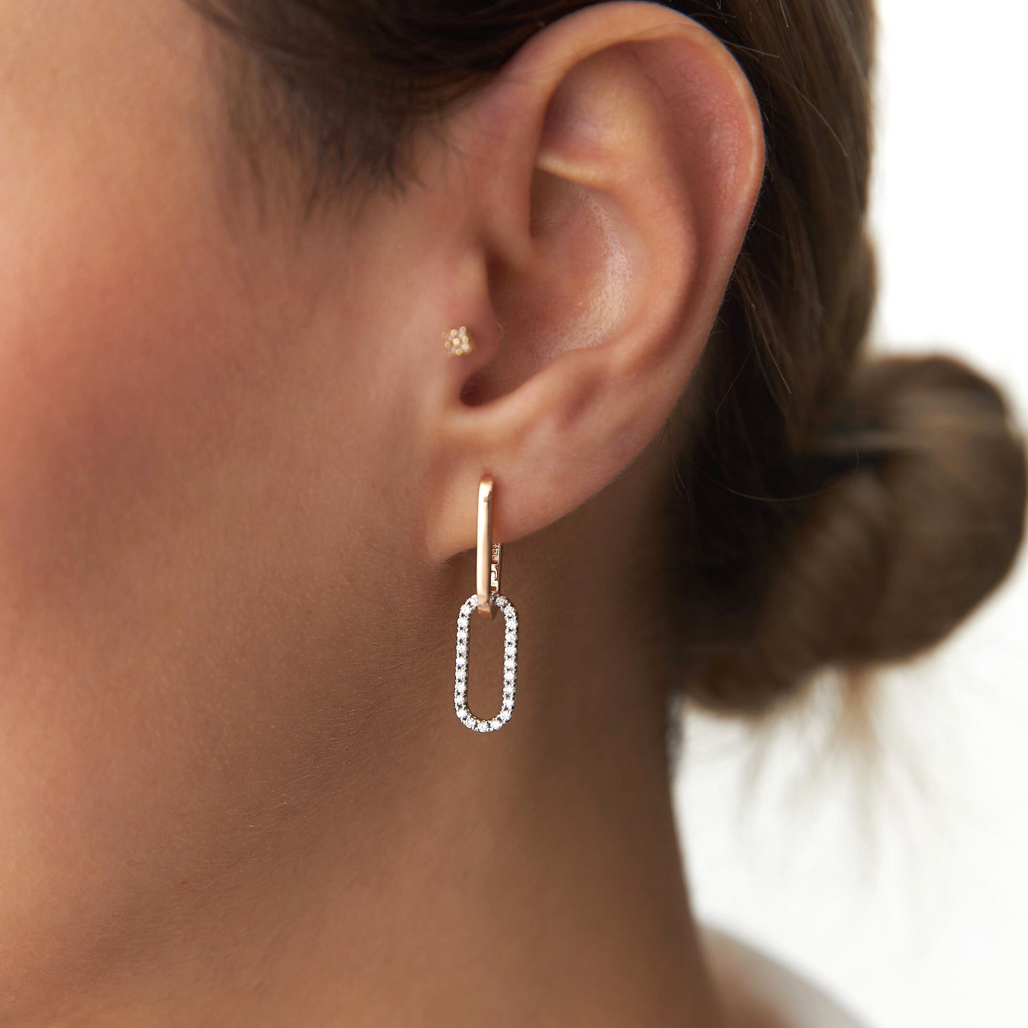 Diamond Link Earrings Available in 14K and 18K Gold