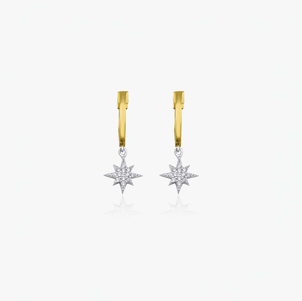 Diamond North Star Hoops in 14K Gold