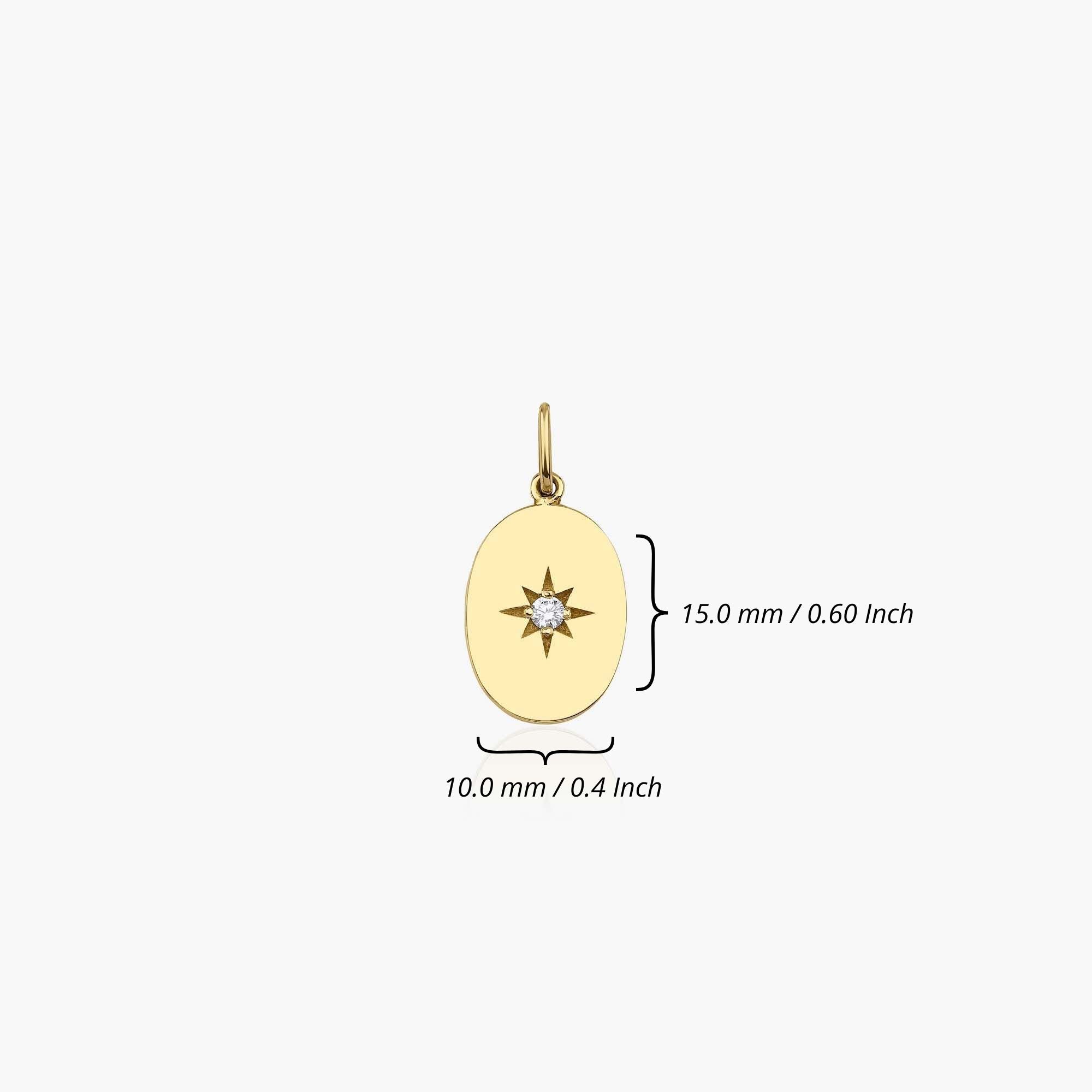 Diamond Oval North Star Pendant in 14K Gold