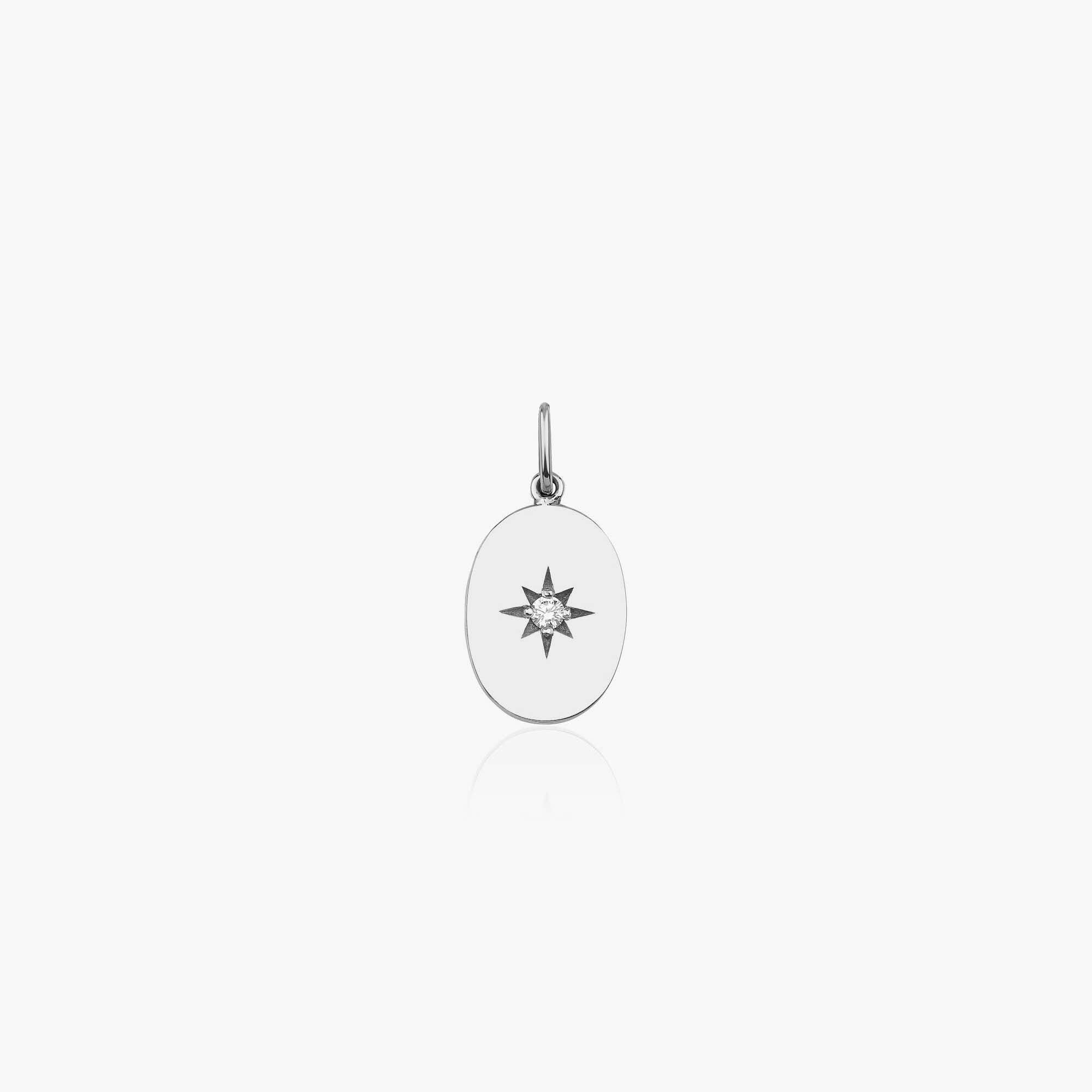 Diamond Oval North Star Pendant in 14K Gold
