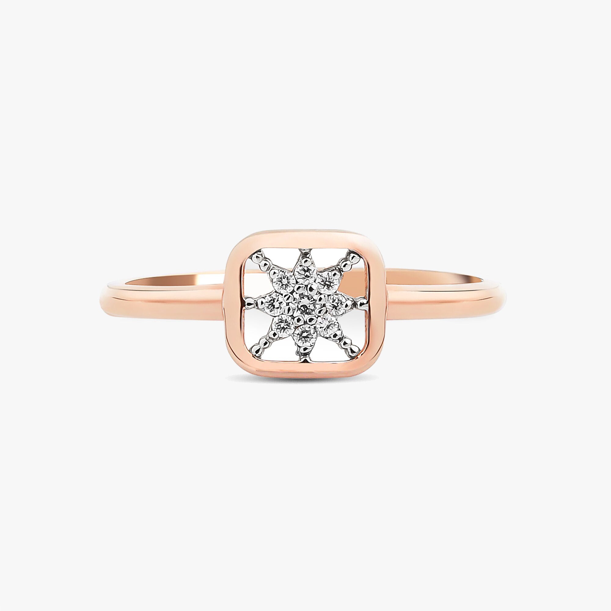 Mini Diamond Starburst Ring in 14K Gold