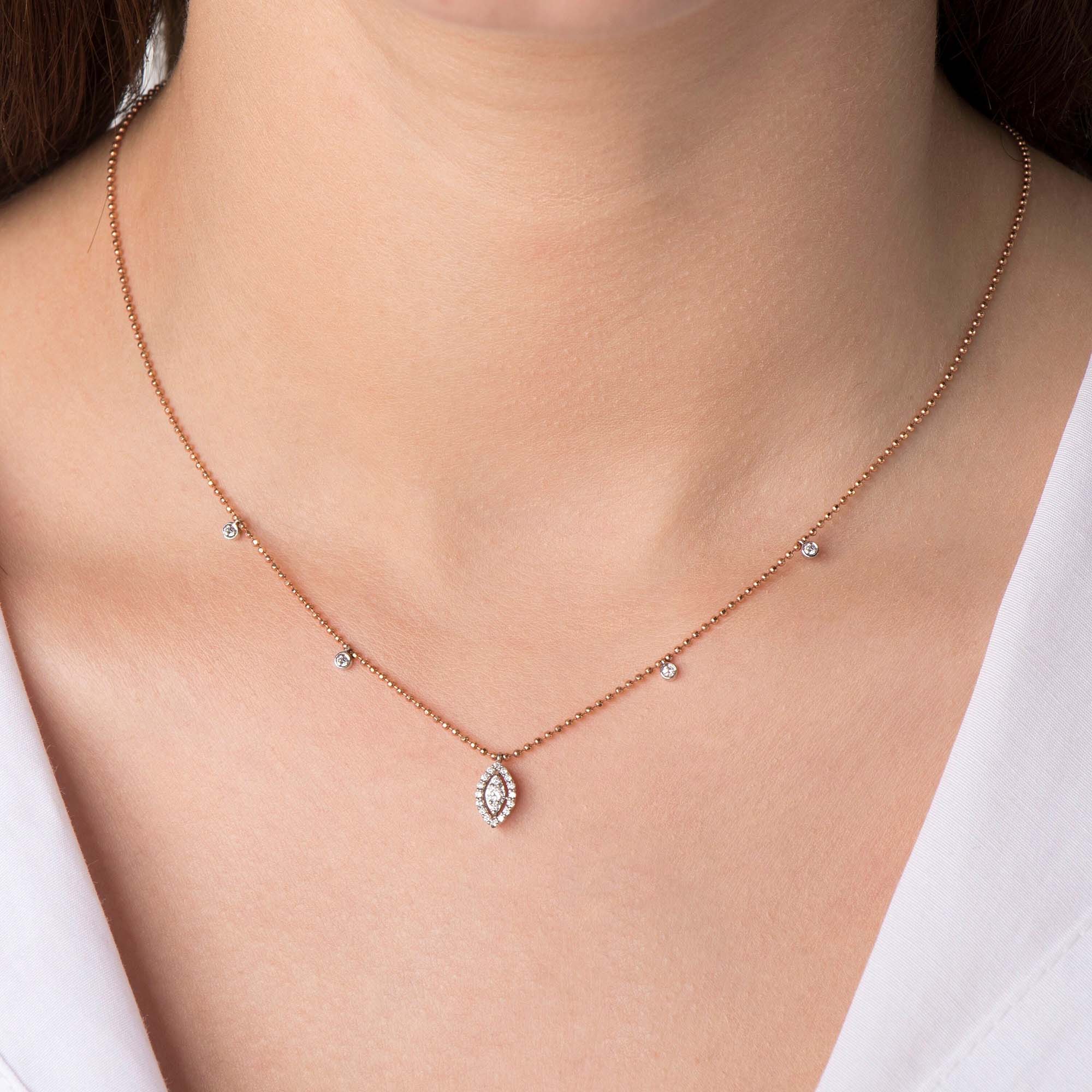 Diamond Spear Station Necklace in 14K Gold