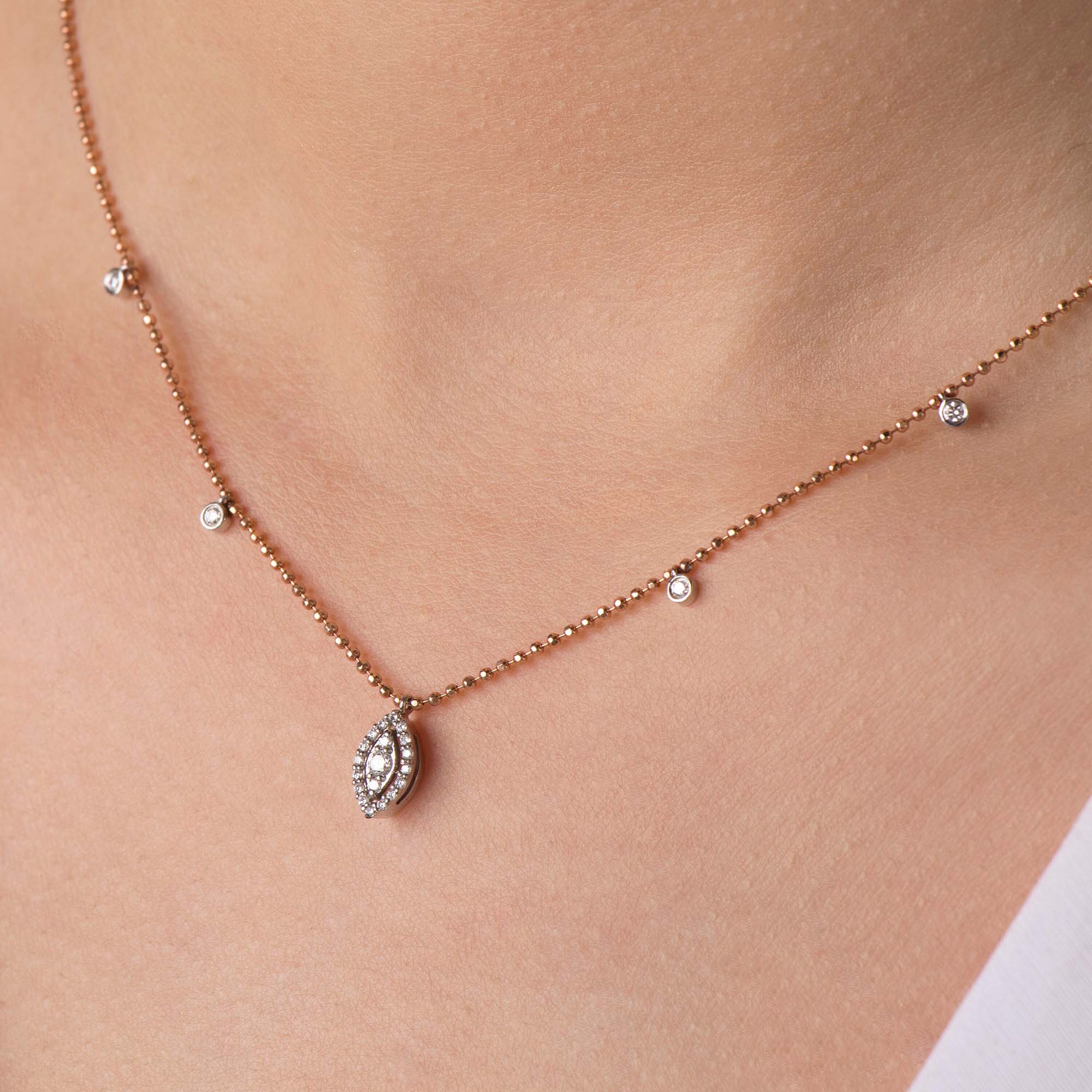 Diamond Spear Station Necklace in 14K Gold