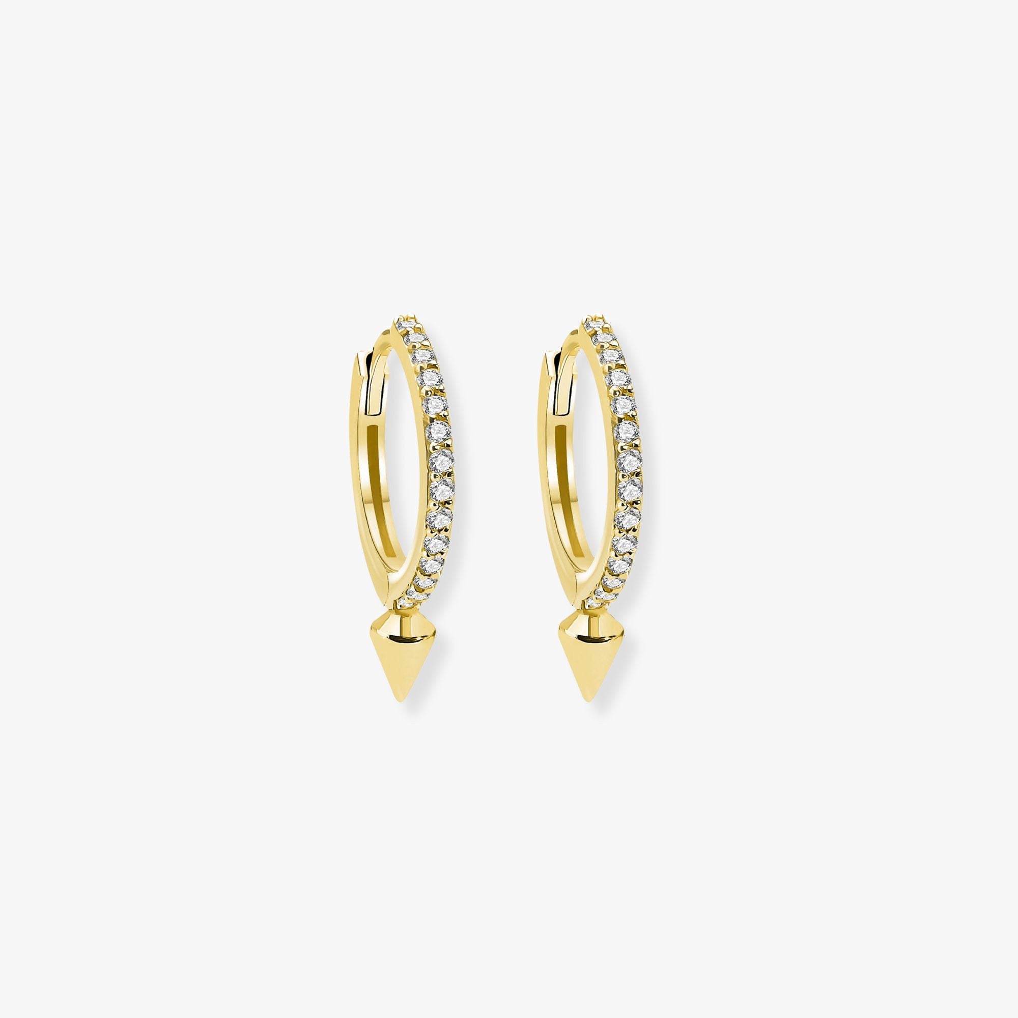 Diamond Spike Hoops in 14K Gold