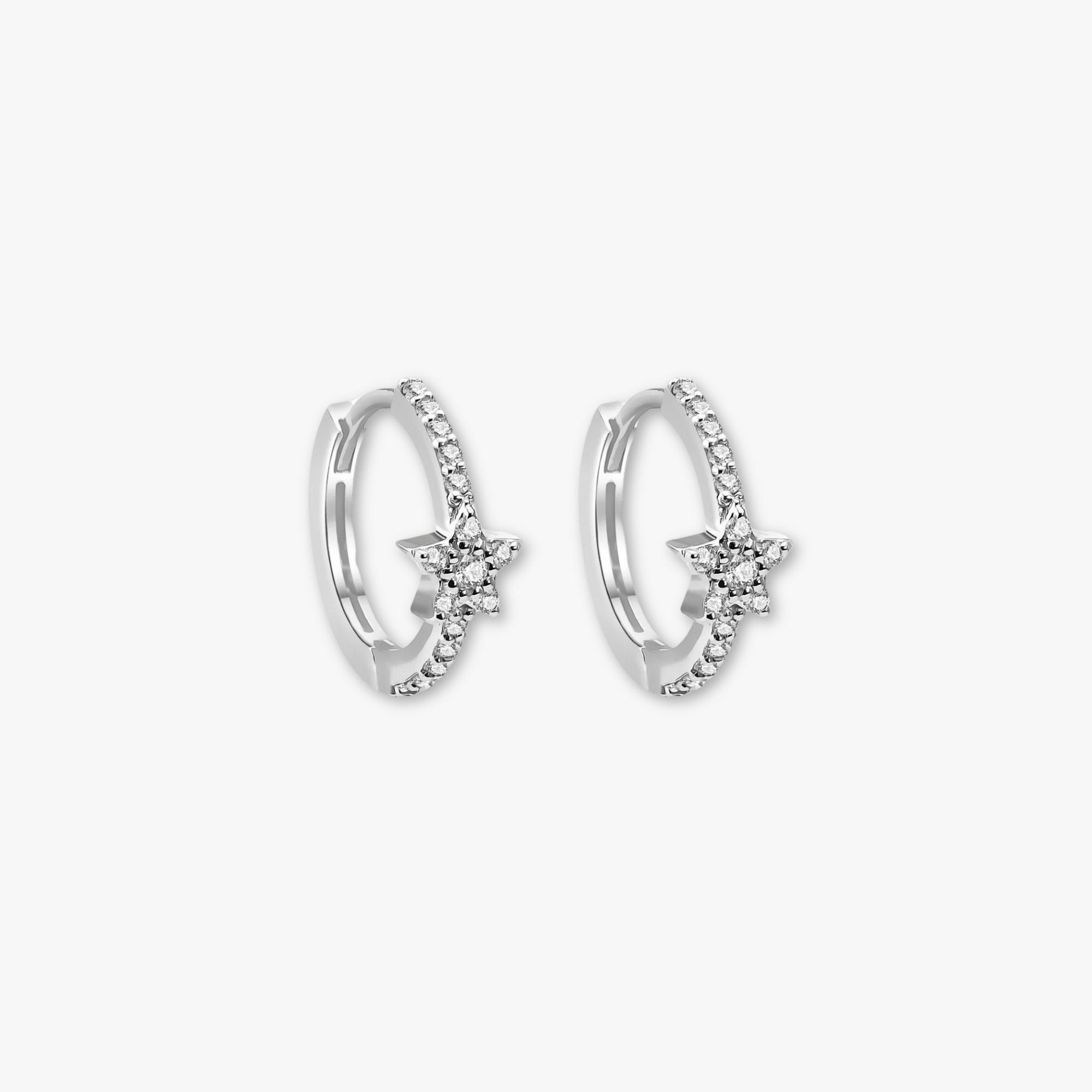 Diamond Star Hoops in 14K Gold