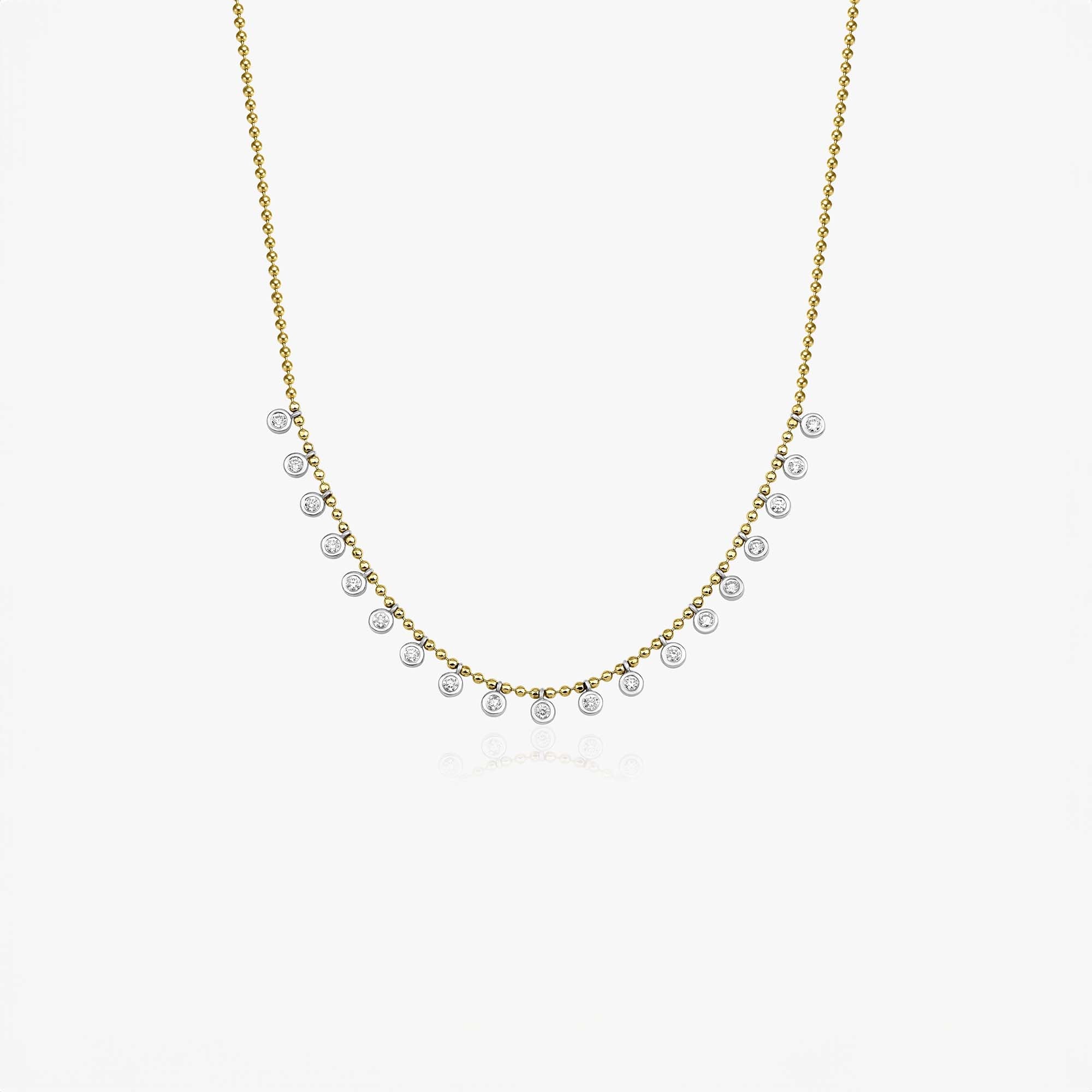 Minimal Diamond Station Necklace With Ball Chain in 14K Gold