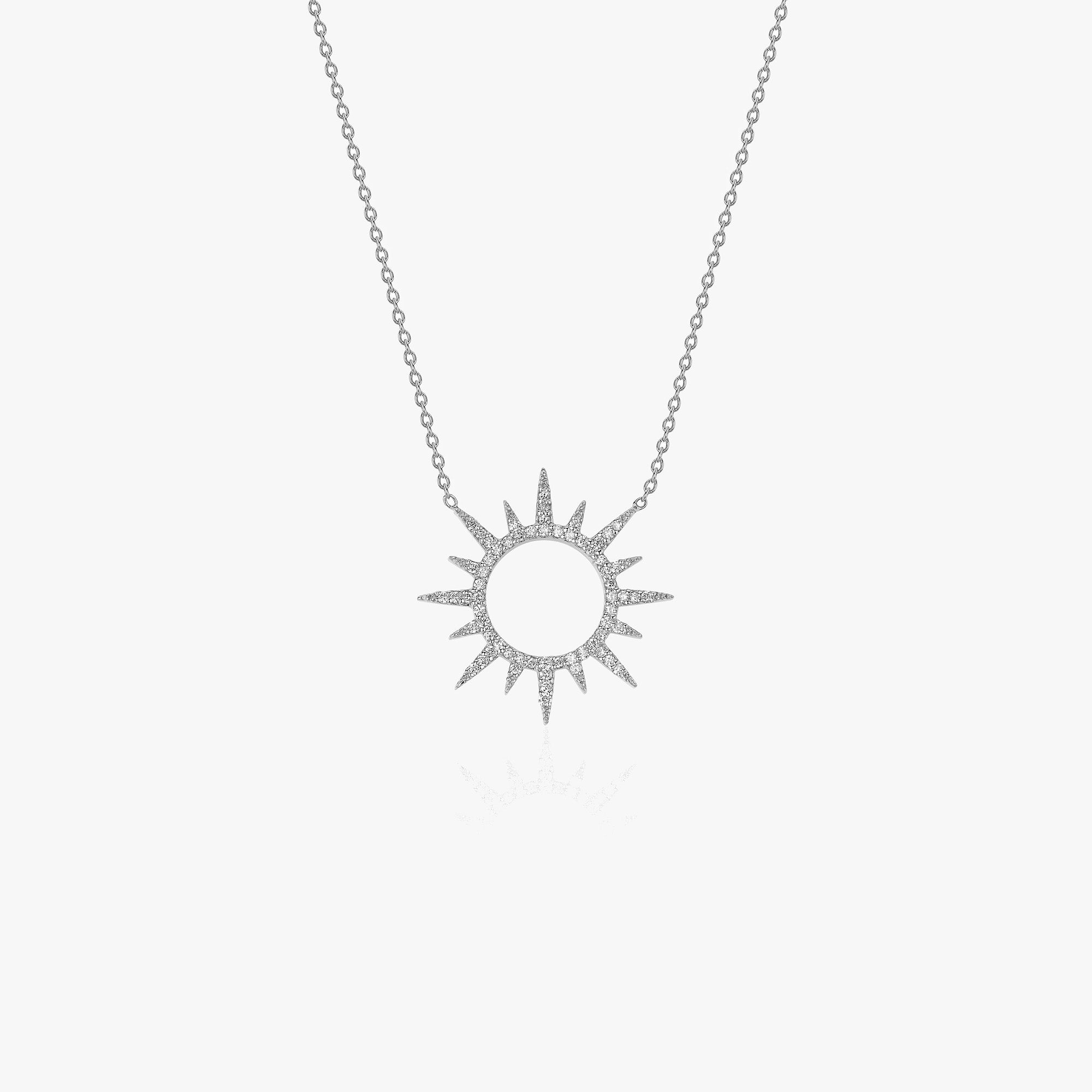 Diamond Sun Necklace Available in 14K and 18K Gold
