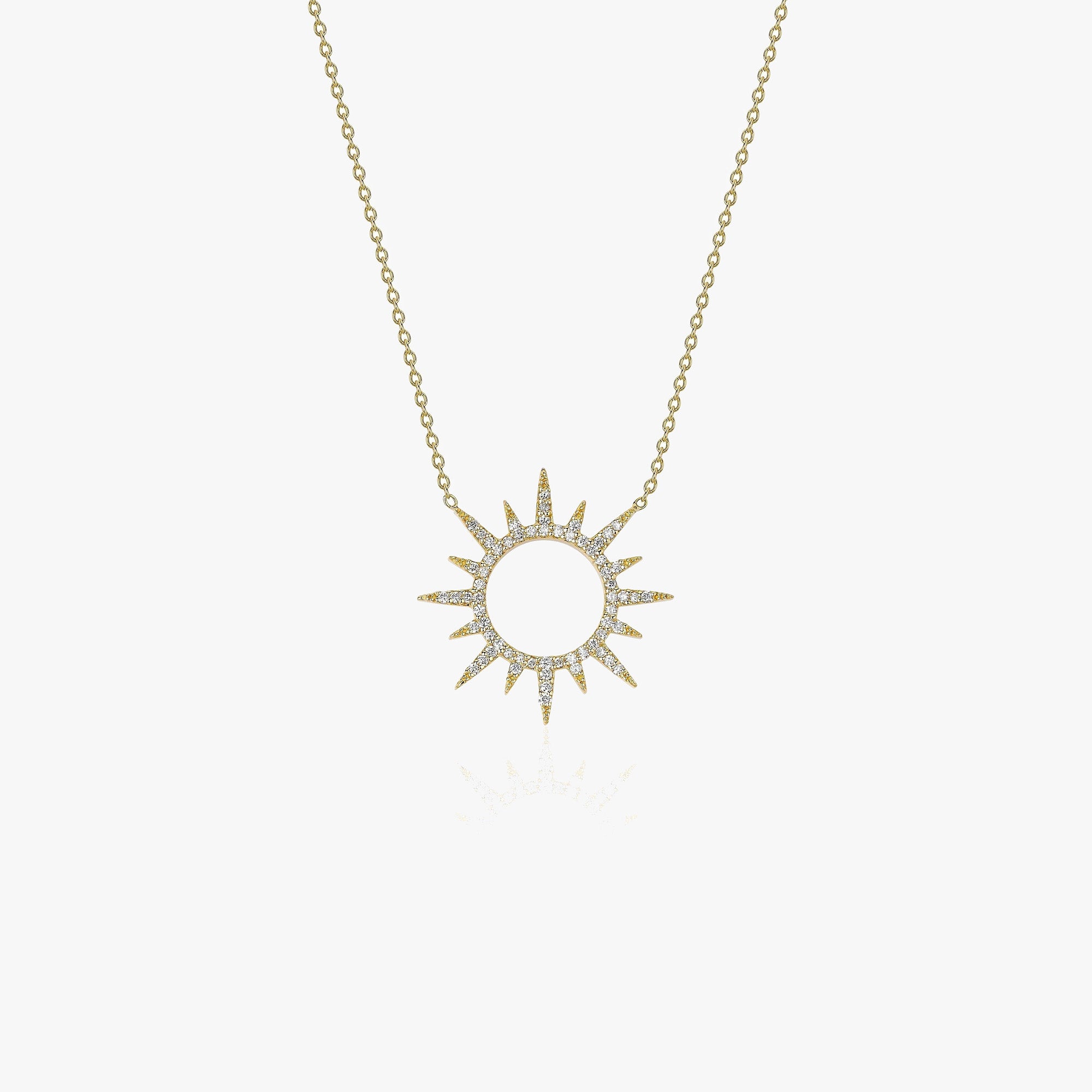 Diamond Sun Necklace Available in 14K and 18K Gold
