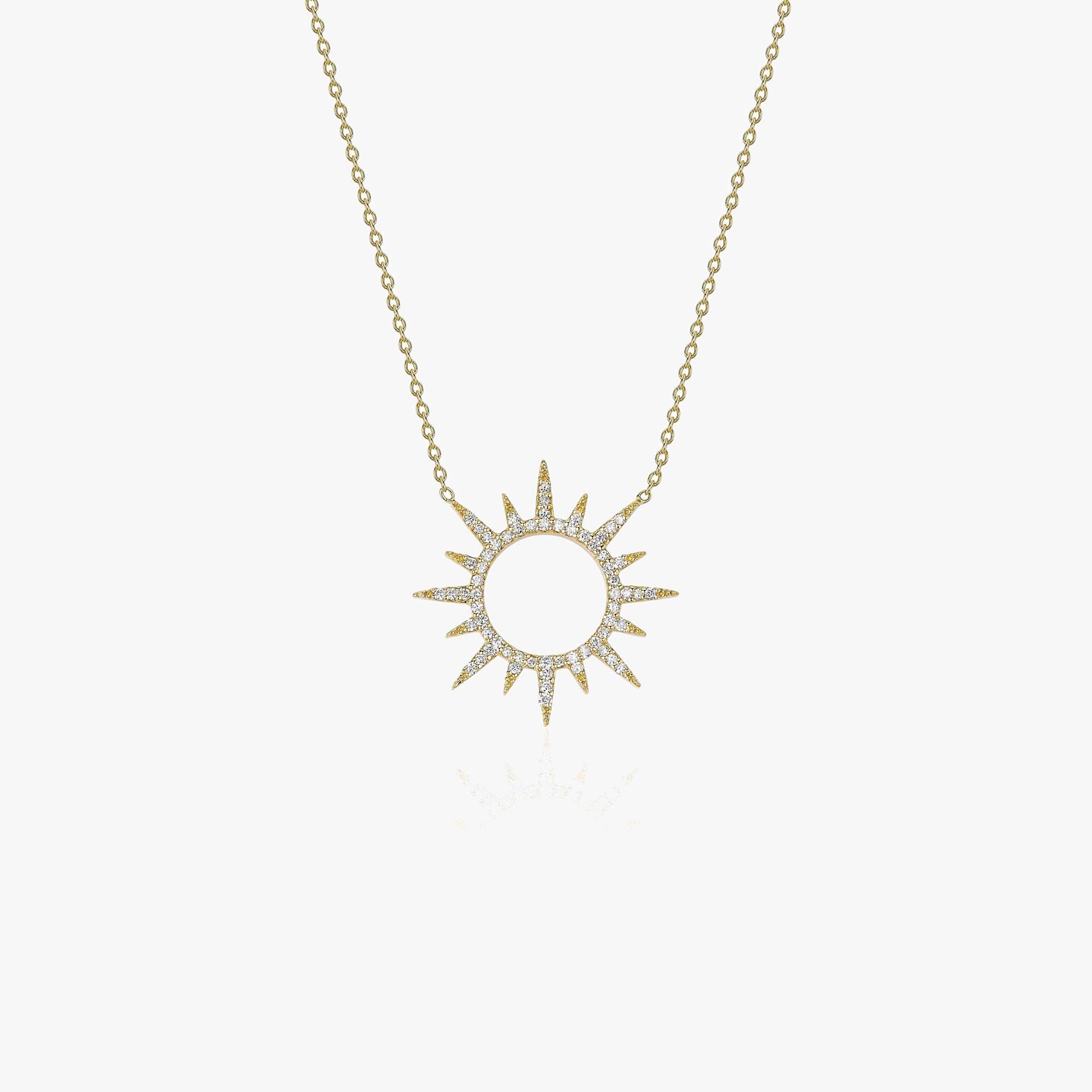 Diamond Sun Necklace in 14K Gold
