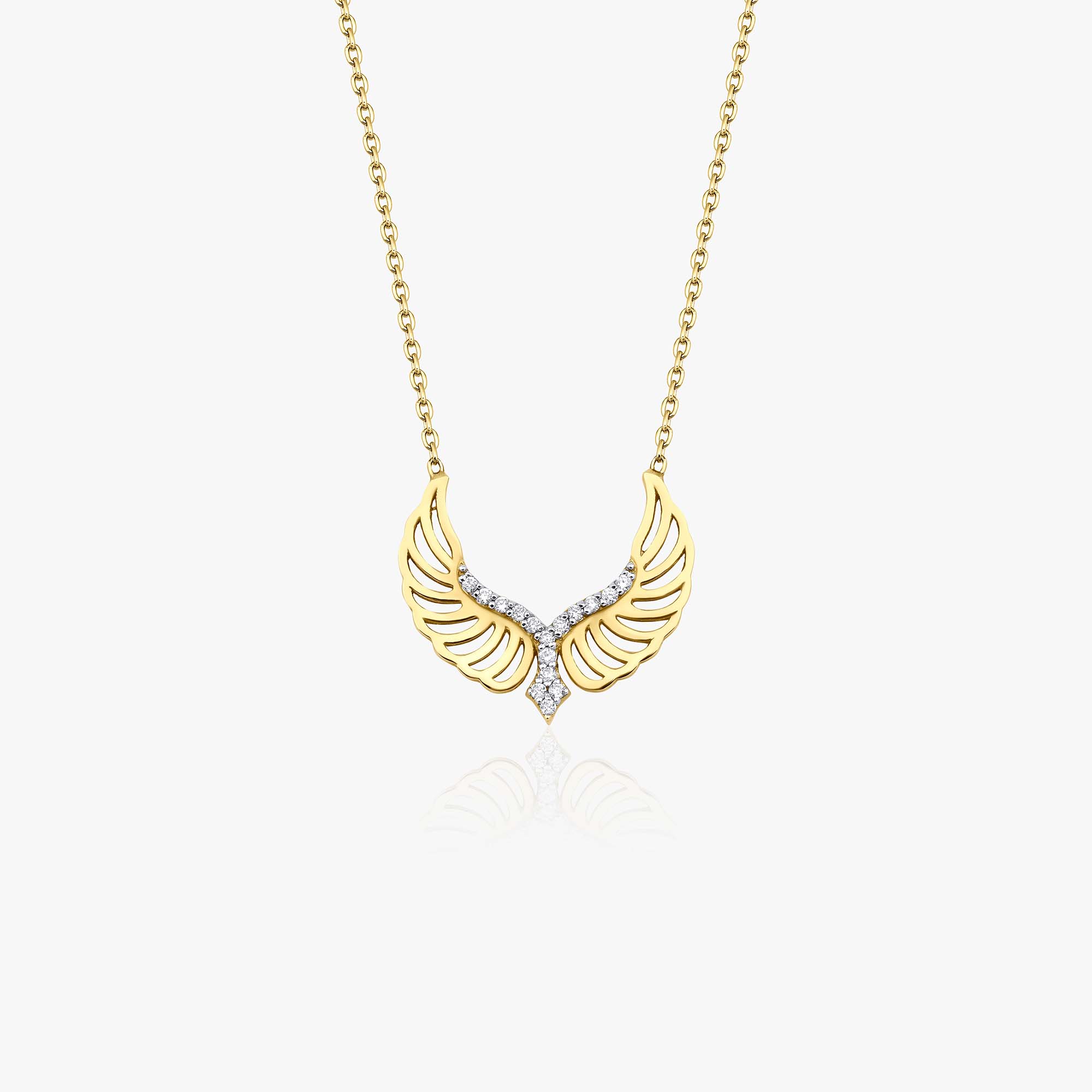 Diamond Rising Angel Necklace in 14K Gold