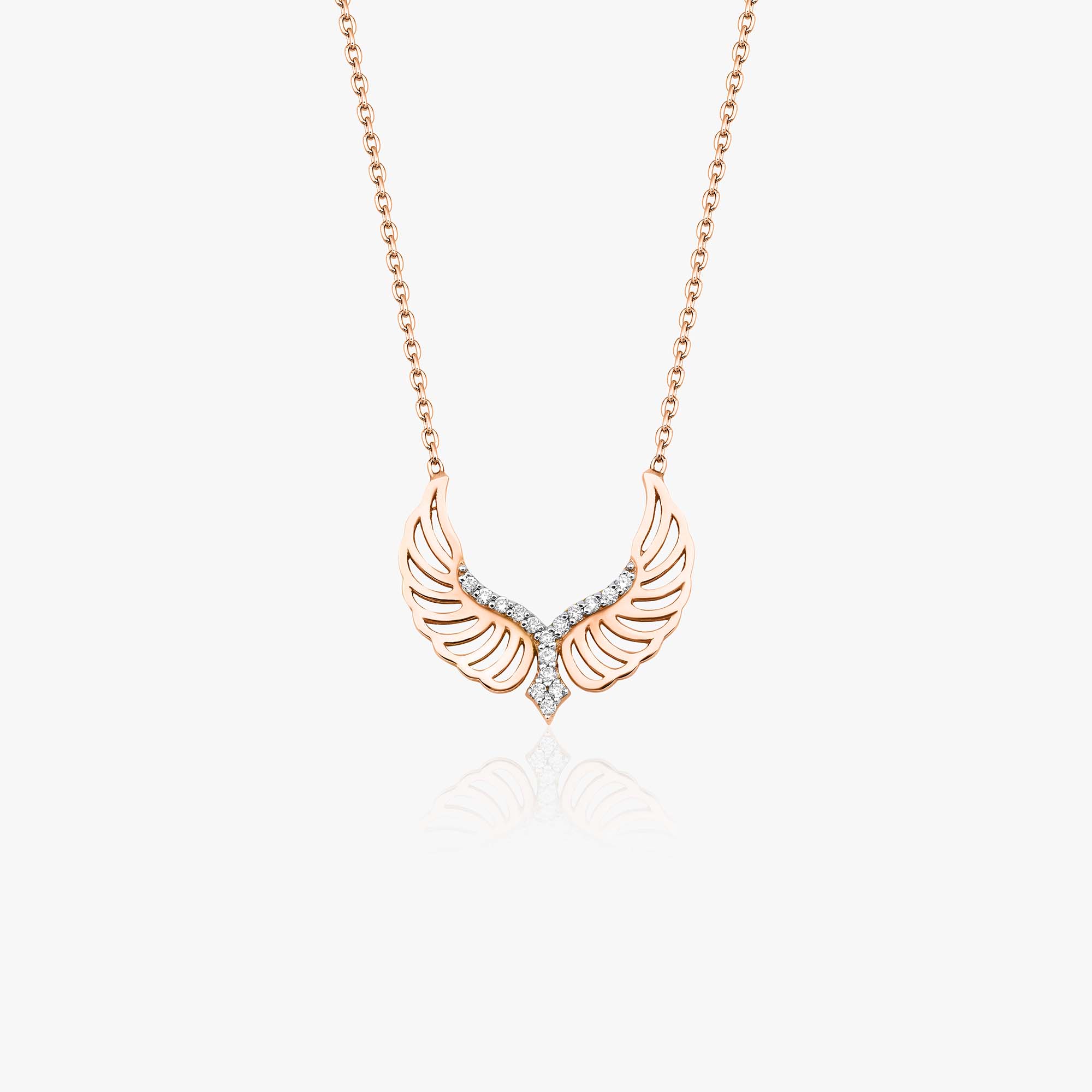 Diamond Rising Angel Necklace in 14K Gold