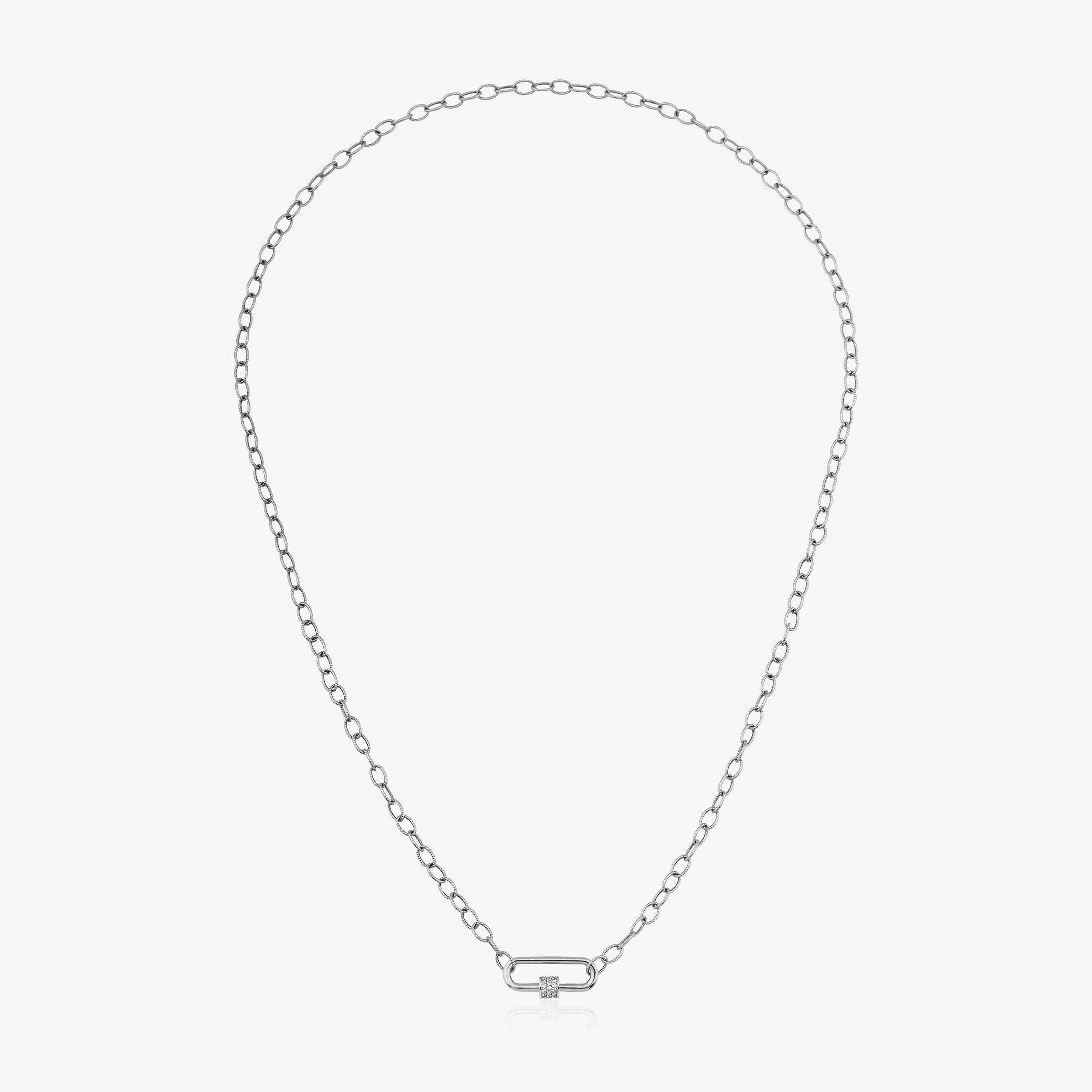 Diamond Carabiner Lock Necklace in 14K Gold / Mini Carabiner