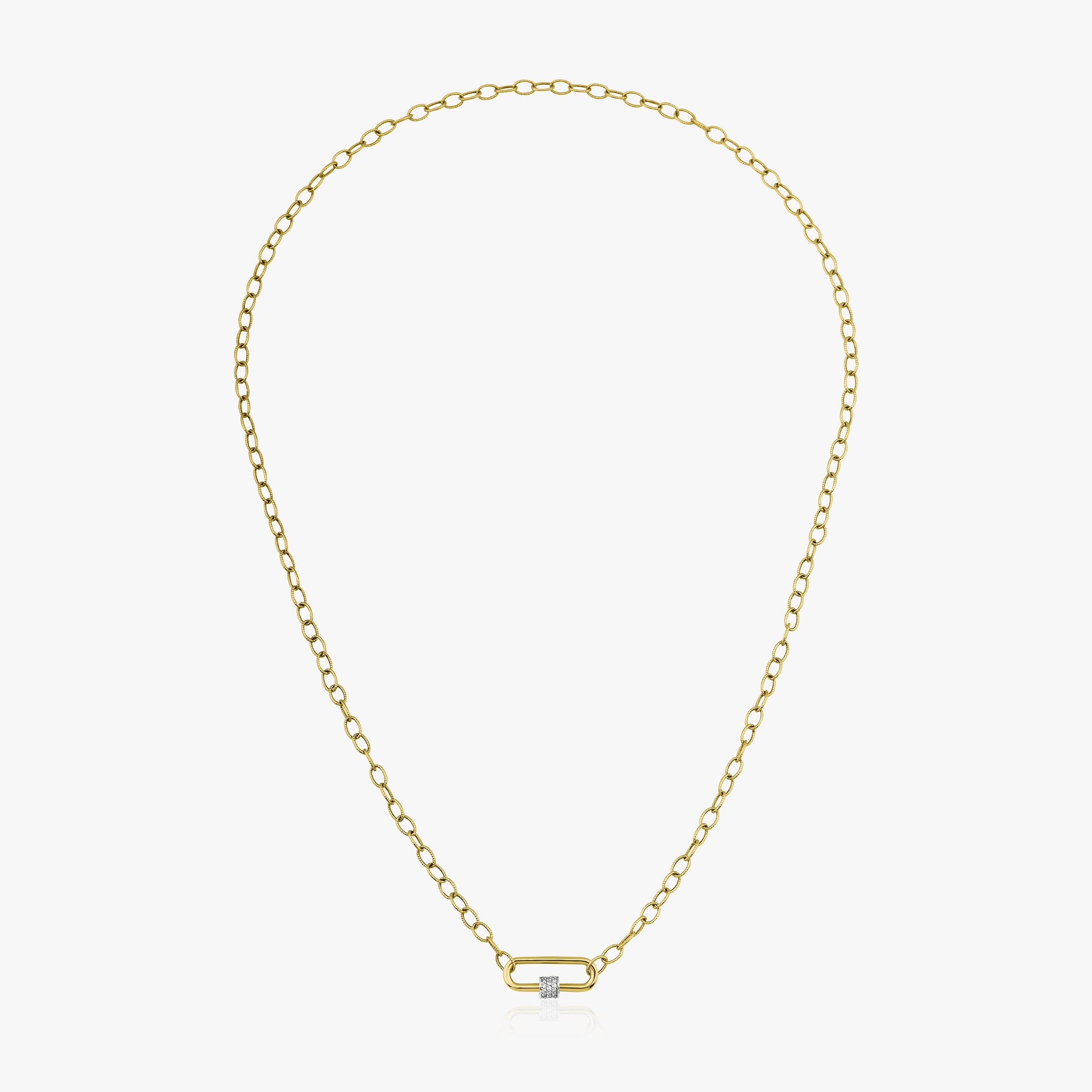 Diamond Carabiner Lock Necklace in 14K Gold / Mini Carabiner