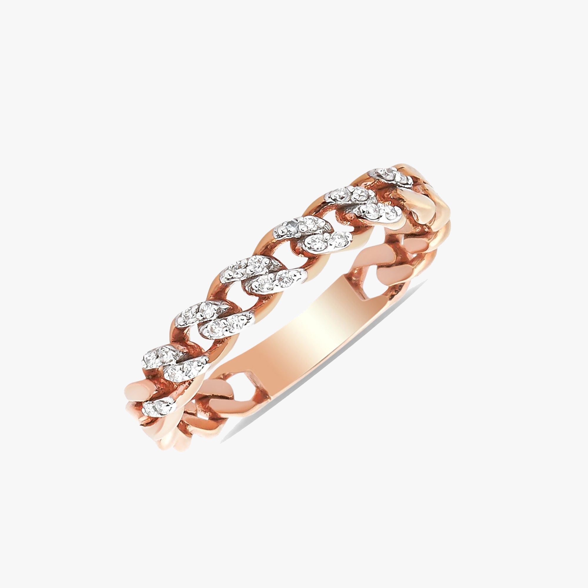 Mini Diamond Chain Ring in 18K Gold