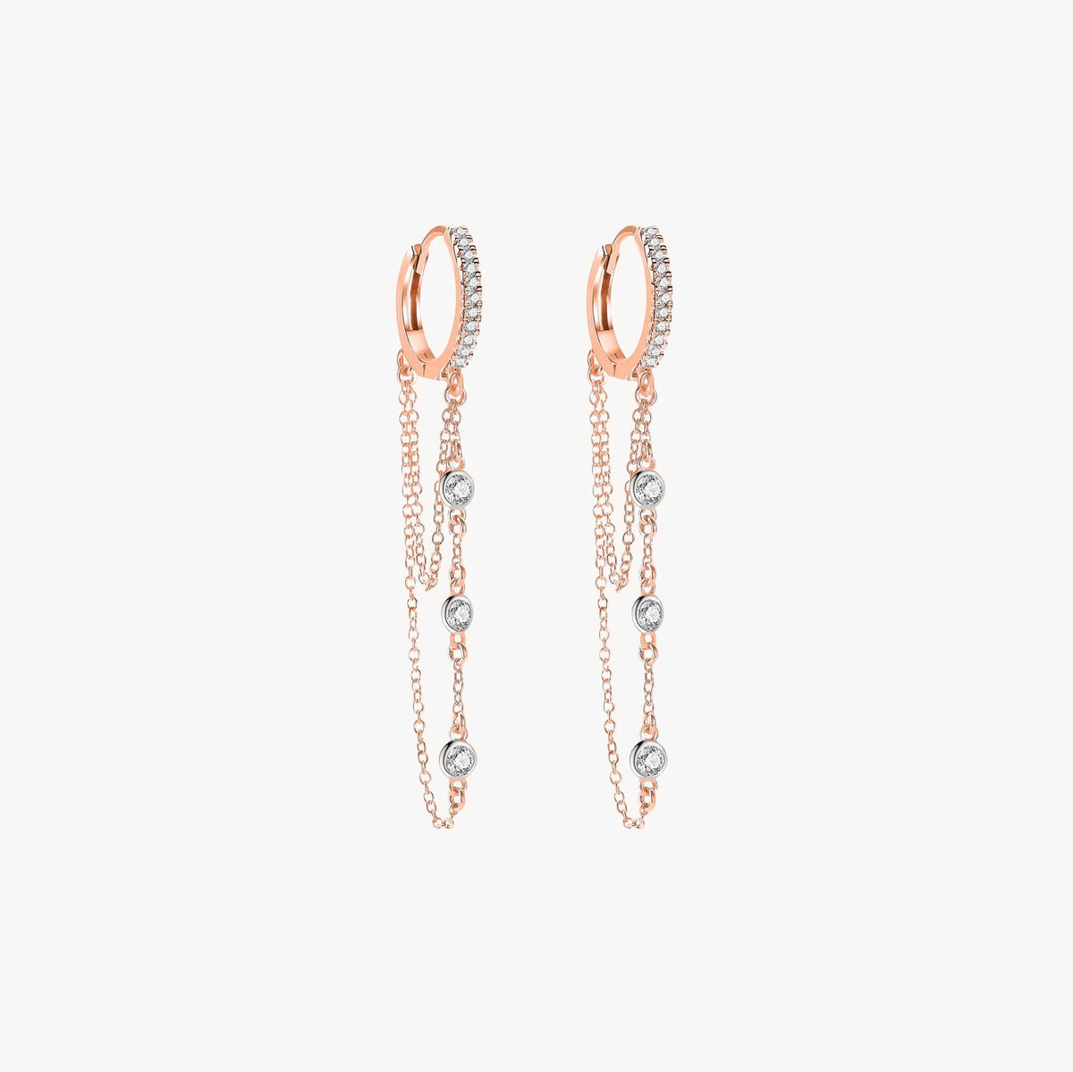 Floating Diamond Hoops in 14K Gold