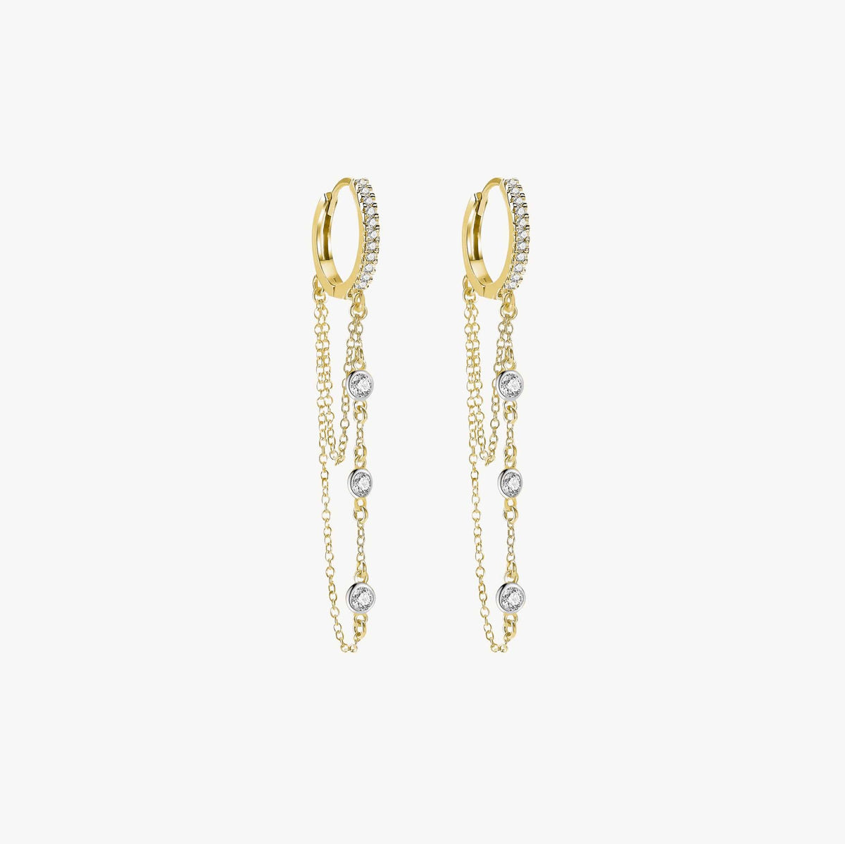 Floating Diamond Hoops in 14K Gold