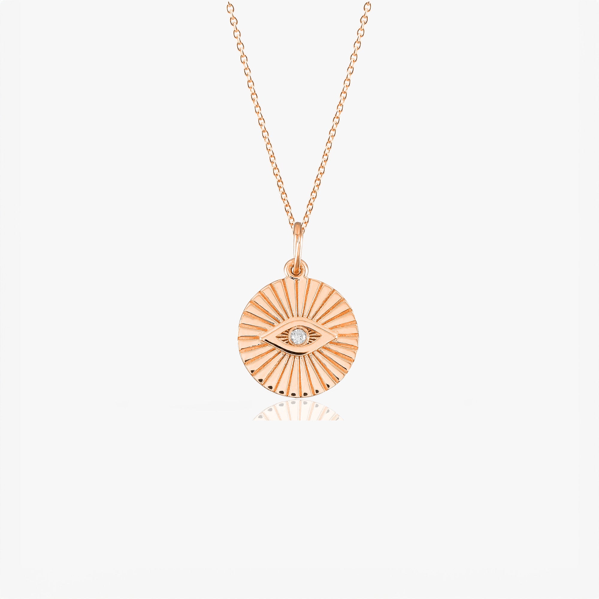 Diamond Evil Eye Coin Necklace in 14K Gold