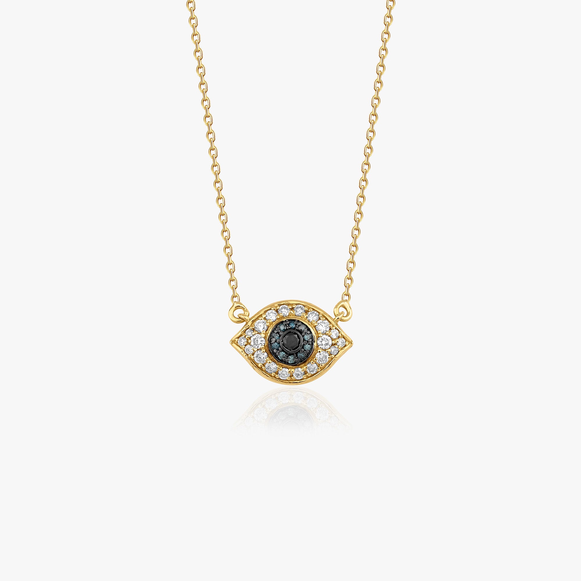 Multicolor Diamond Evil Eye Necklace in 14K Gold